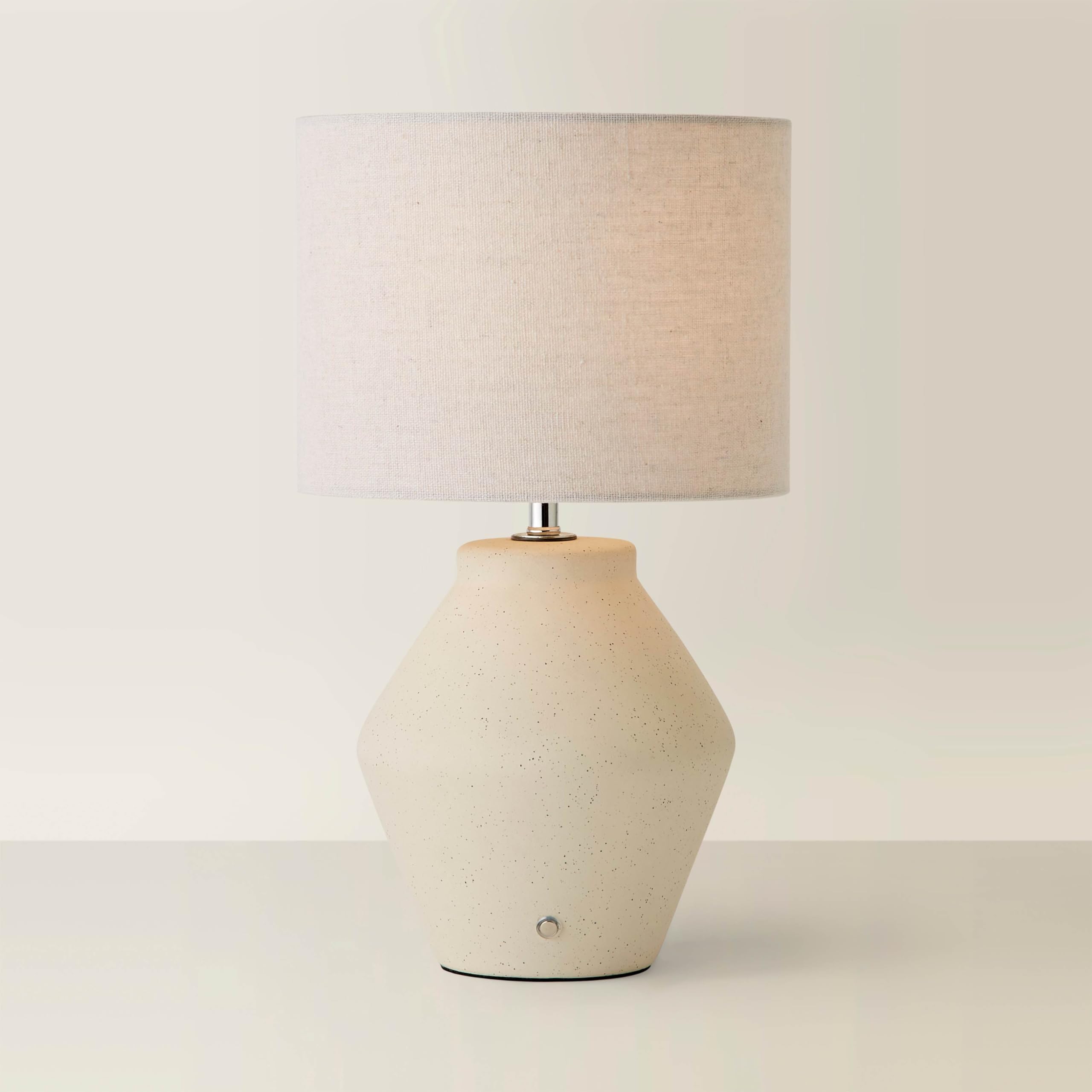 Valuelights Finn Cream Ceramic Rechargeable Table Lamp With Linen Shade