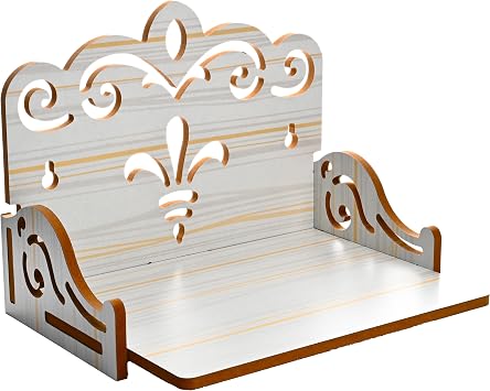 Wooden Wall Mounted Hanging Table top Temple Pooja Mandir God Stand Shelf for Storage and Idols Decoration for Home Office and Gifting White