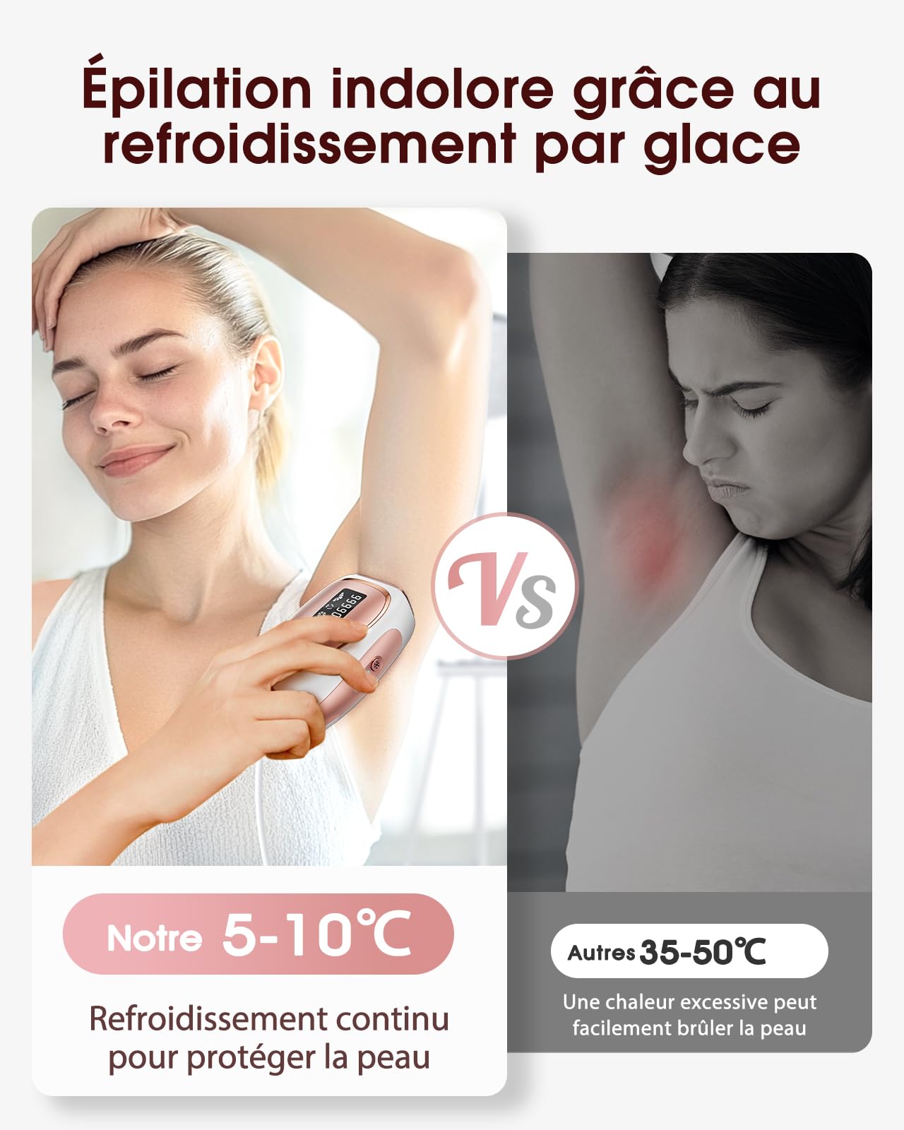 Haarlosy Épilateur Lumière Pulsée de Refroidissement, 999,900 Flashes IPL Laser Épilateur Definitive, 2 Modes 5 Niveaux Énergie Épilation Laser pour Visage/Corps/Maillot/Aisselles, IFE04