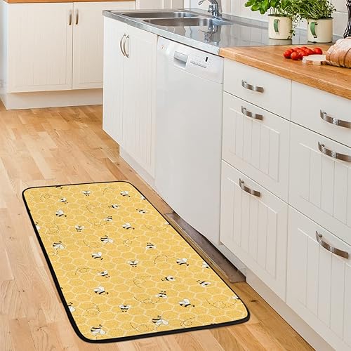 Miniatura 6 de Tapete de cocina con diseño de abejas de animales, antideslizante, cómodo, lavable, para sala de estar, cuarto de servicio, baño, 39 x 20 pulgadas