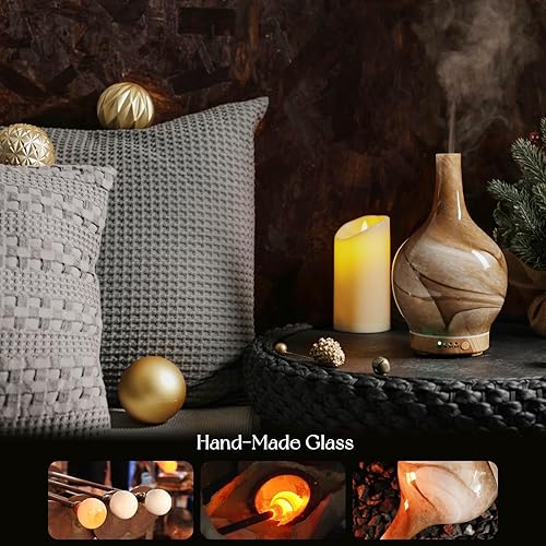 Miniatura 5 de Porseme Difusor de aceite esencial de vidrio de 5.1 fl oz para aromaterapia, humidificador ultrasónico de niebla fría, 6 horas de funcionamiento,