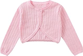 Bolero para niña con patrón de agujeros de punto de algodón cárdigan bolero chaqueta de hombro vestido de comunión