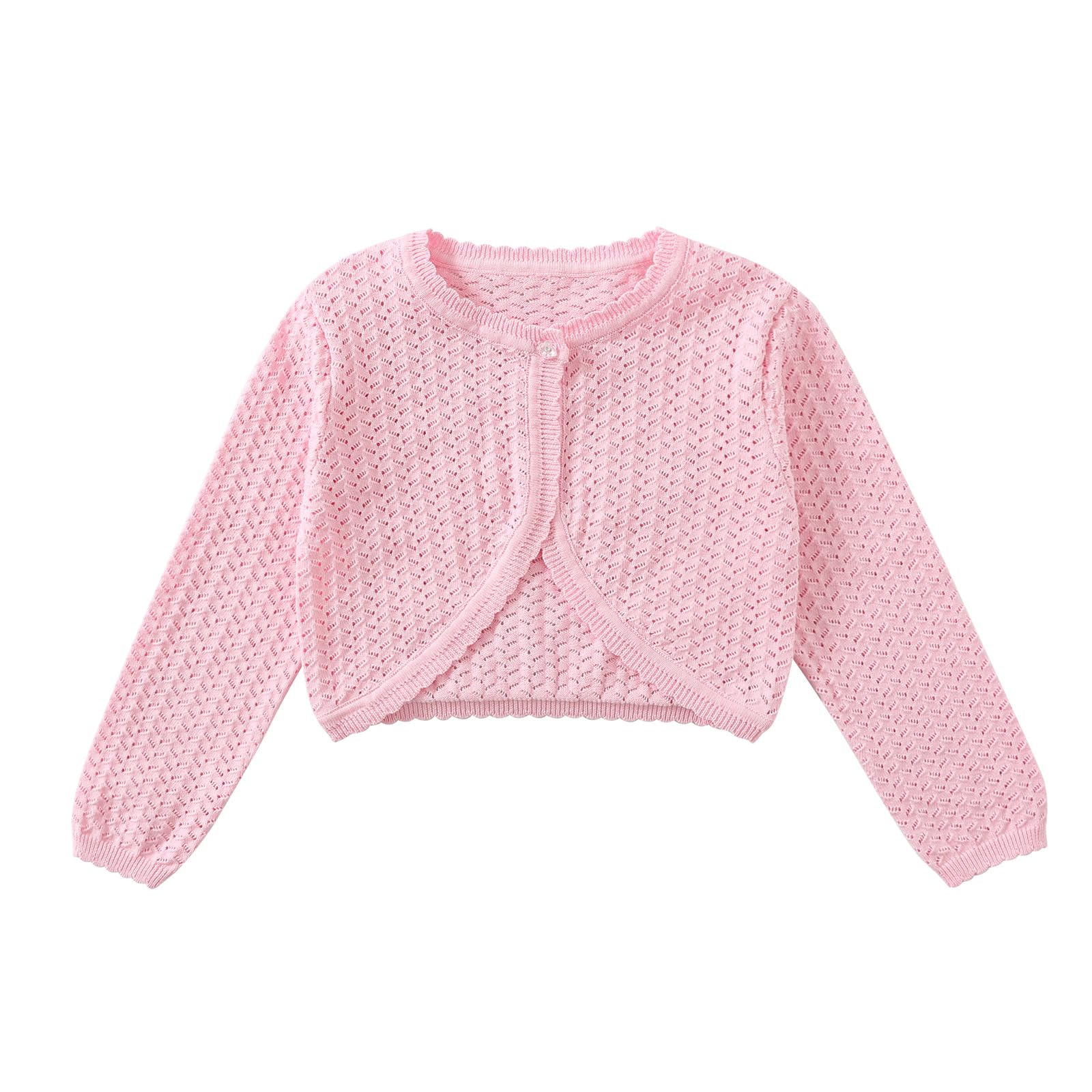 Yealoo Bolero para niña con patrón de agujeros de punto de algodón cárdigan bolero chaqueta de hombro vestido de comunión