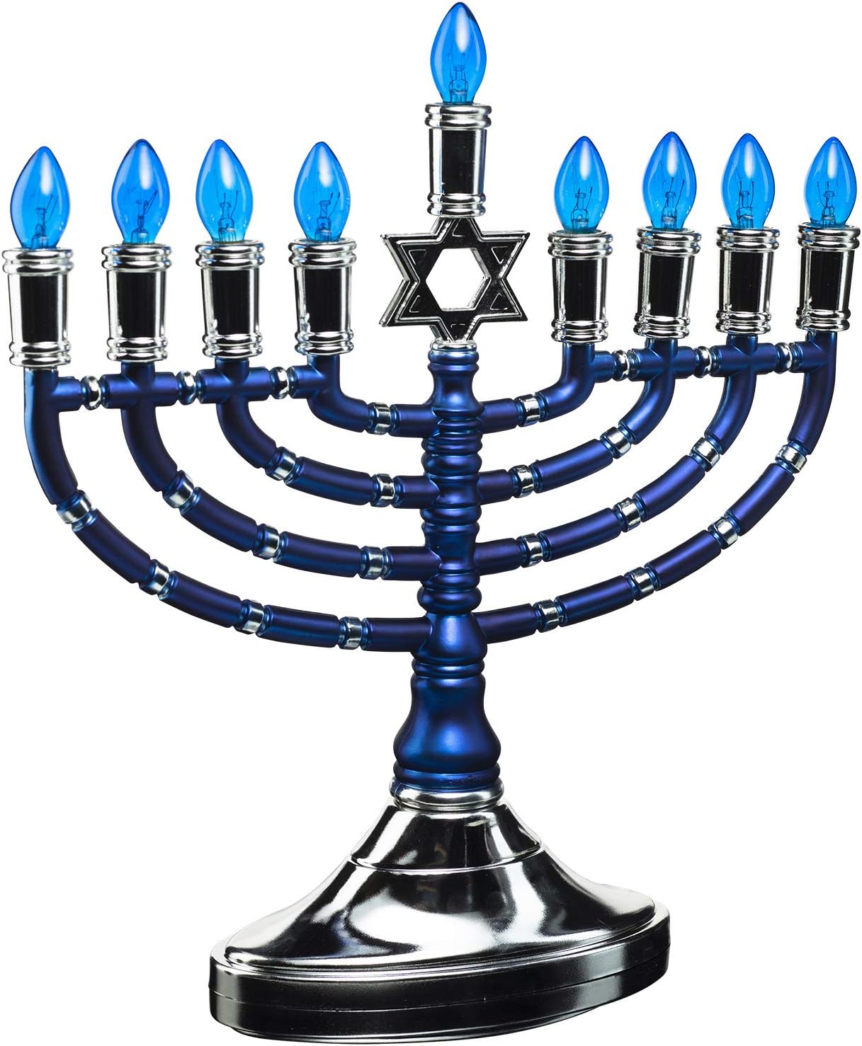 Rite Lite Electric Hanukkah Menorah with Blue Bulbs - Hanukkah Menorah 11.50" h - Includes a Cable Blue/Silver
