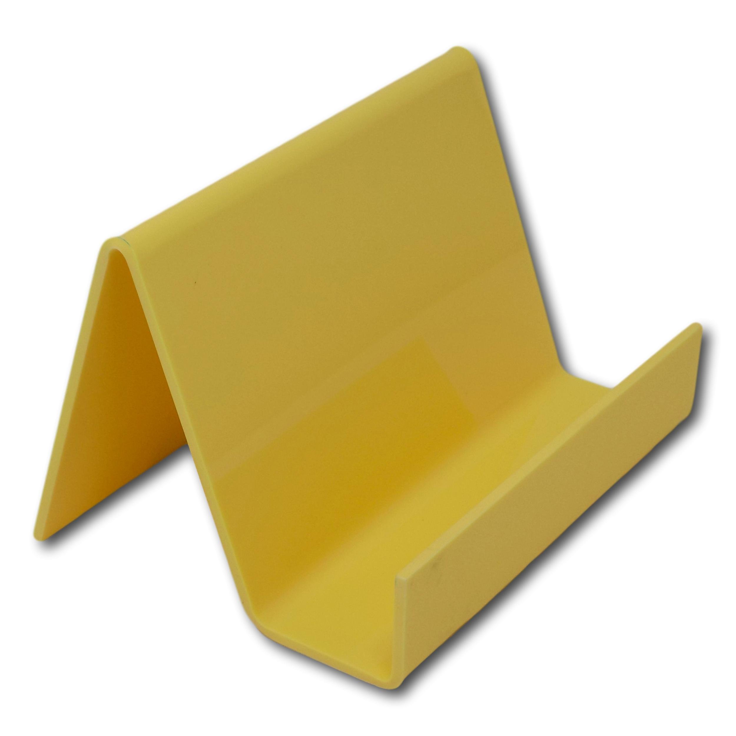 EPOSGEAR 5 Pack Small Wide Plastic Acrylic Perspex Book Plate Tablet Retail Display Stand Holder - Perfect for Schools, Nurseries, Libraries etc (Lemon Bonbon)
