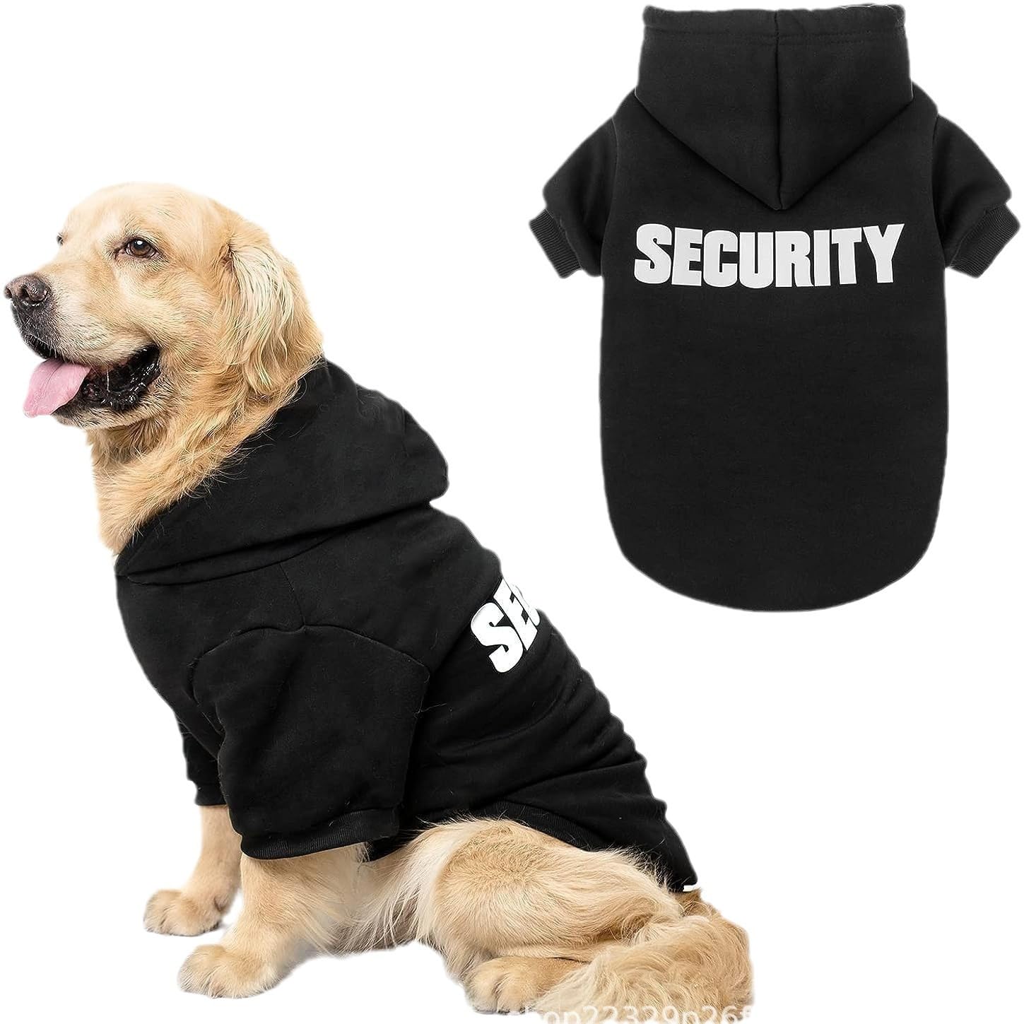 Dog Sweaters for Small Dogs Security Dog Hoodie Dog Sweater Soft Brushed Fleece Dog Clothes Dog Hoodie Sweatshirt (Black,Large)