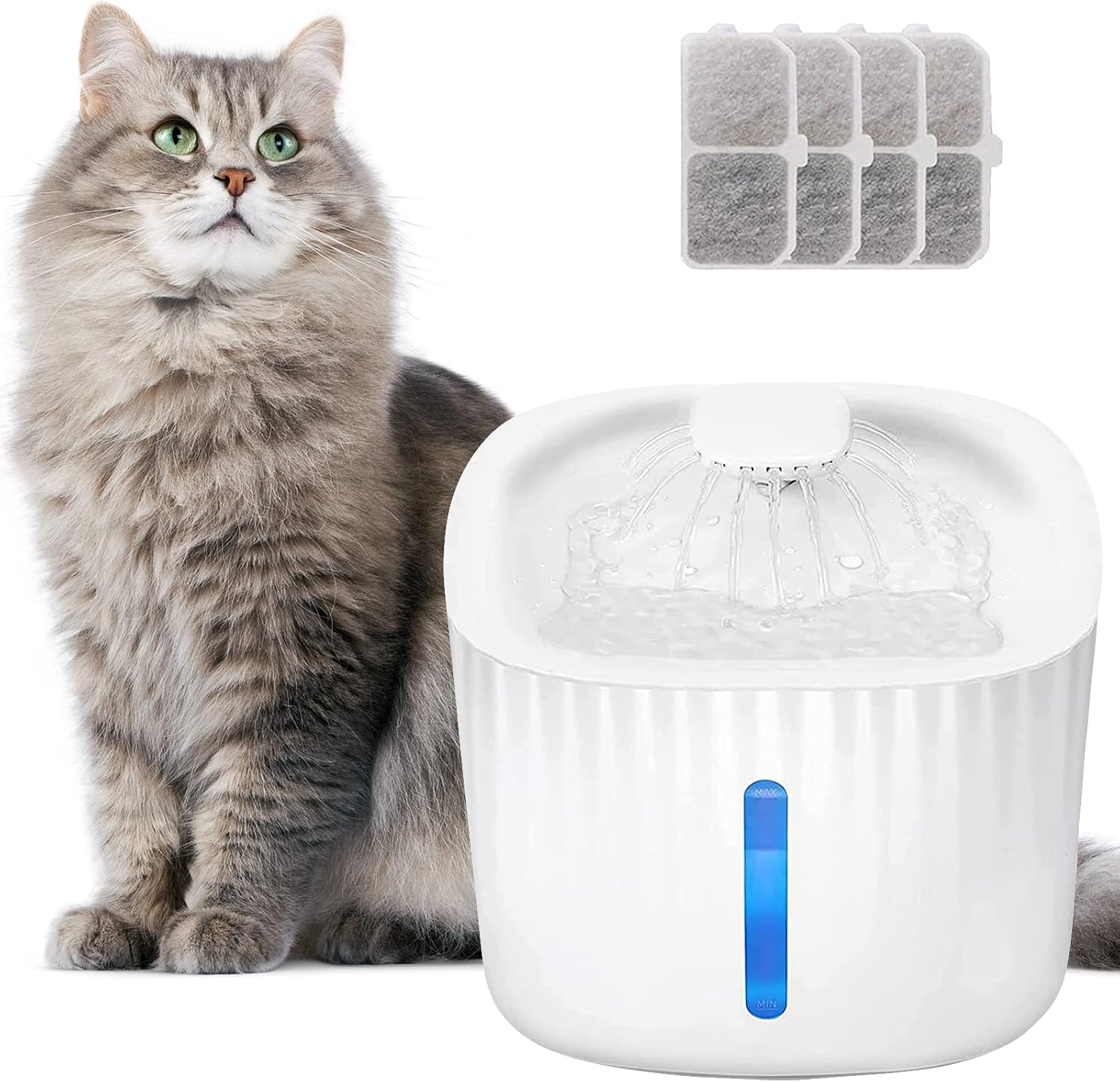 Arespark Cat Water Fountain, 3L/100oz Silent Cat Drinking Fountains, Automatic Cat Fountain Water Bowl, Water Fountain for Cats Inside, Dog Water Bowl Dispenser with 4 Replacement Filters