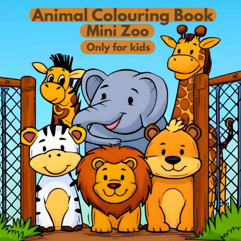 Mini Zoo: Simple Cute Animal Colouring Book For Kids