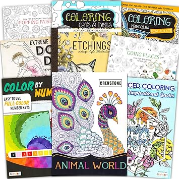 Amazon.com: Adult Coloring Book Bundle with 10 Deluxe Coloring Books ...