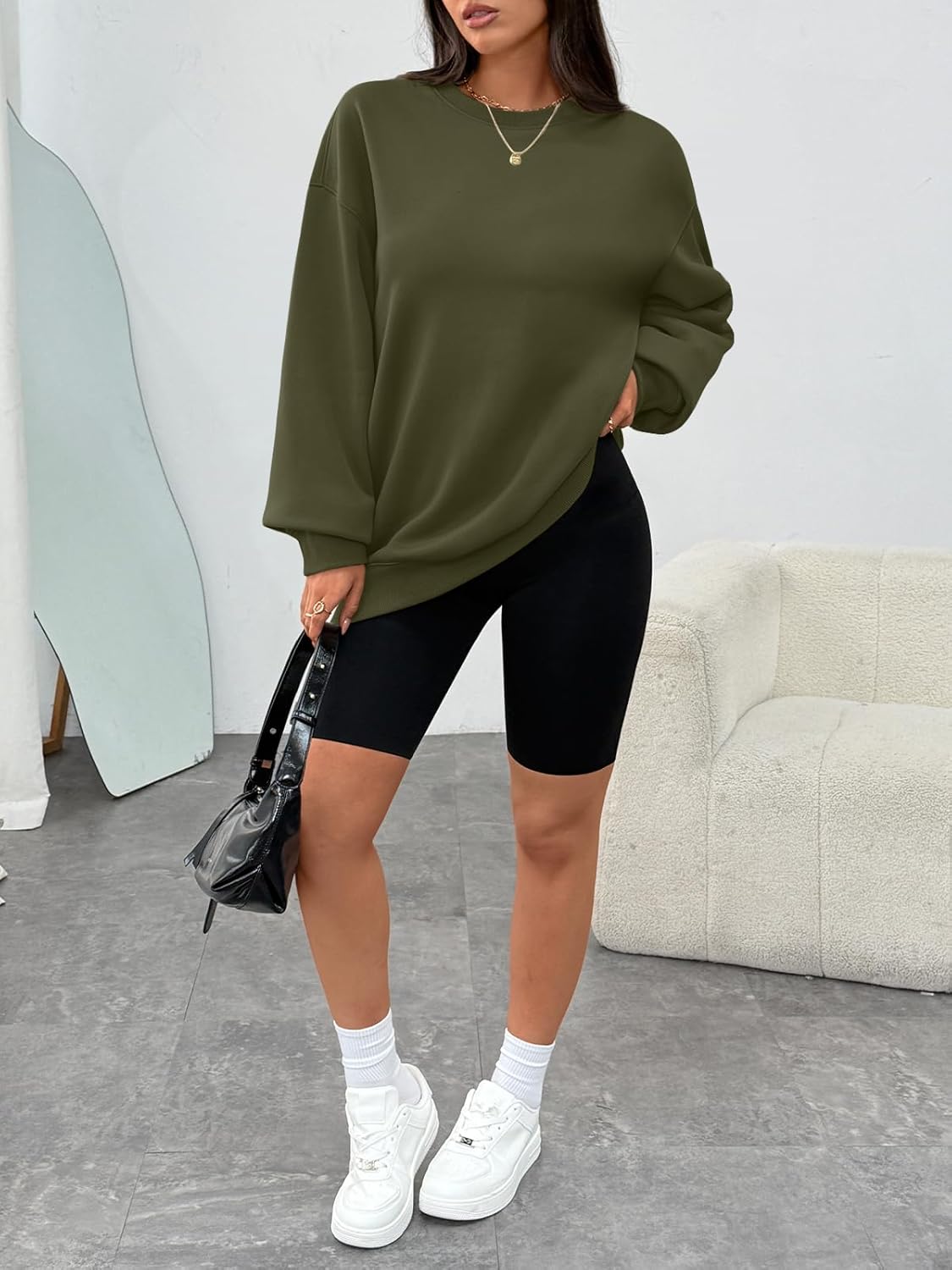 WYNNQUE Oversized Sweatshirts For Women Crewneck Fleece Pullover Comfy Hoodies Fall Outfits Fashion 2026 Winter Clothes - Image 5