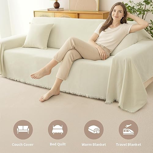 Miniatura 5 de Funda de sofá para perros, fundas de sofá boho para sofá de 3 cojines, funda de sofá de felpilla para mascotas lavable, funda de sofá modular en