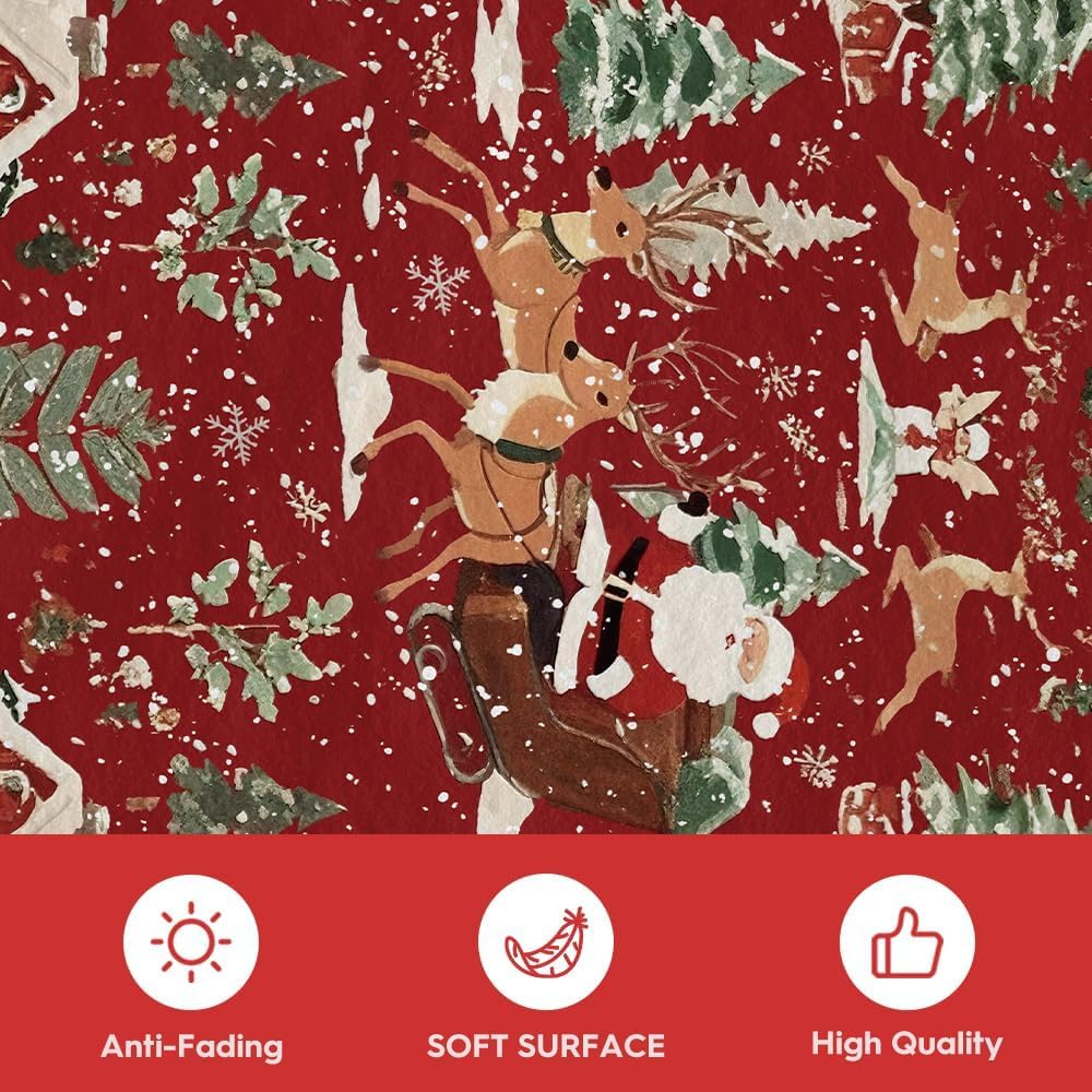 Artoid Mode Red Santa Claus Deer Christmas Area Rug, Winter Home Decor Low-Profile Non-Slip Washable Large Rug for Living Room Bedroom Farmhouse Dining Room Kids Playroom 5x7 Feet