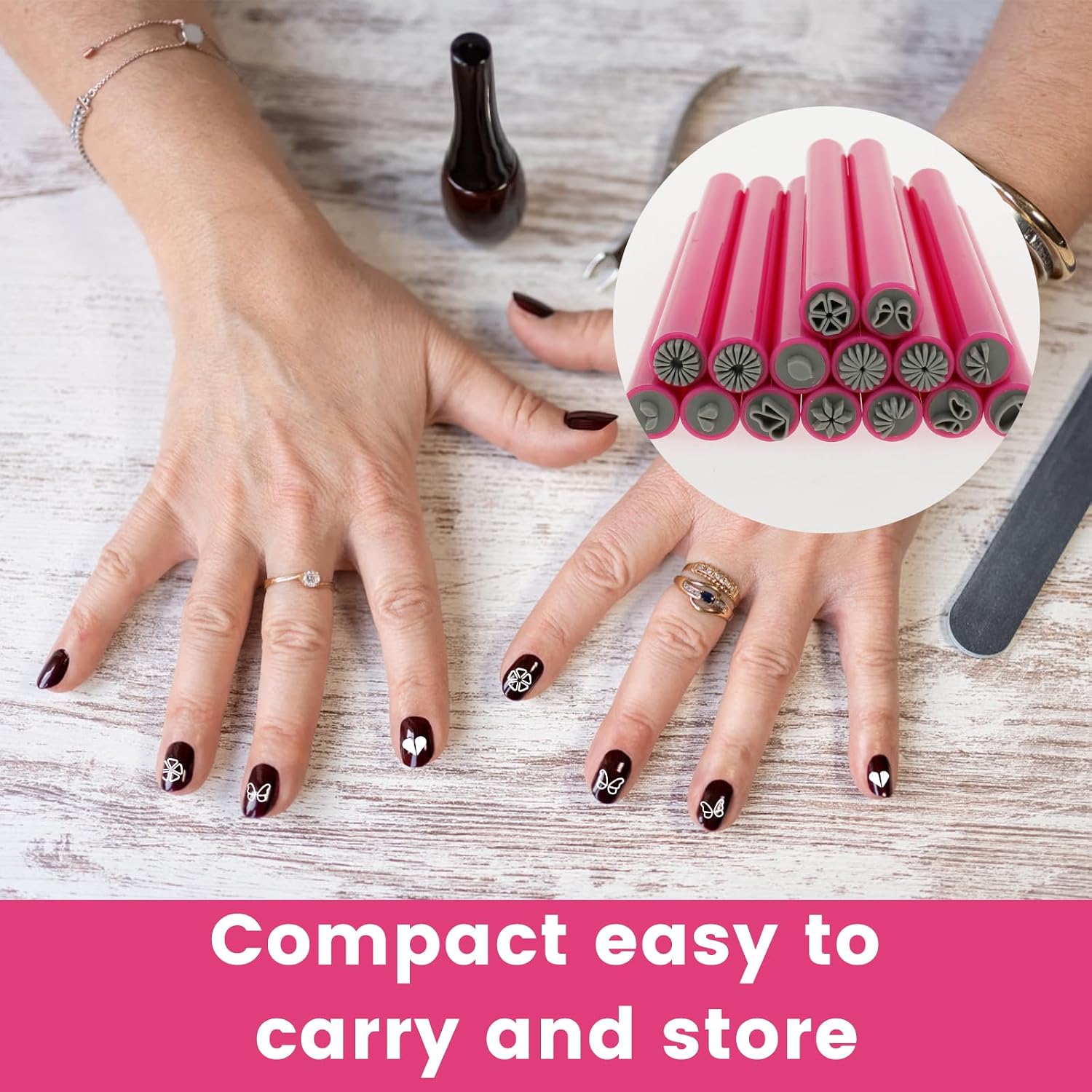 Nail Art Stamp Pen Set, Flower Nail Stamper Pens, DIY Nail Art Pen & Dotting Tool, Assorted Patterns Nail Stamping Plate for Women Girl Manicurist Manicure Enthusiast (pink-15pcs)