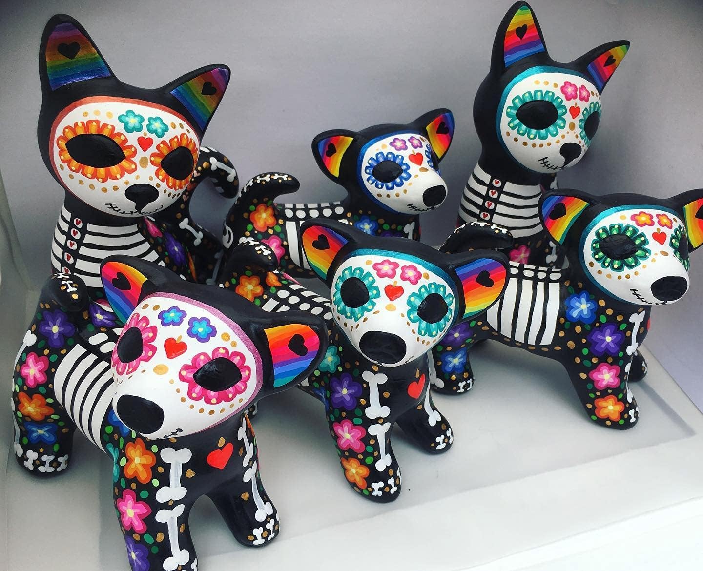 Dia de Muertos. Catrina Dog. Mexican Crafts. Pet Memorial, Memento. Ceramic Figure for The Decoration of Dia de Muertos, Day of The Dead. Original Gift