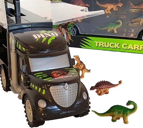Miniatura 3 de Estuche de transporte grande de dinosaurio con figuras de dinosaurio de juguete educativo (camión dinosaurio)