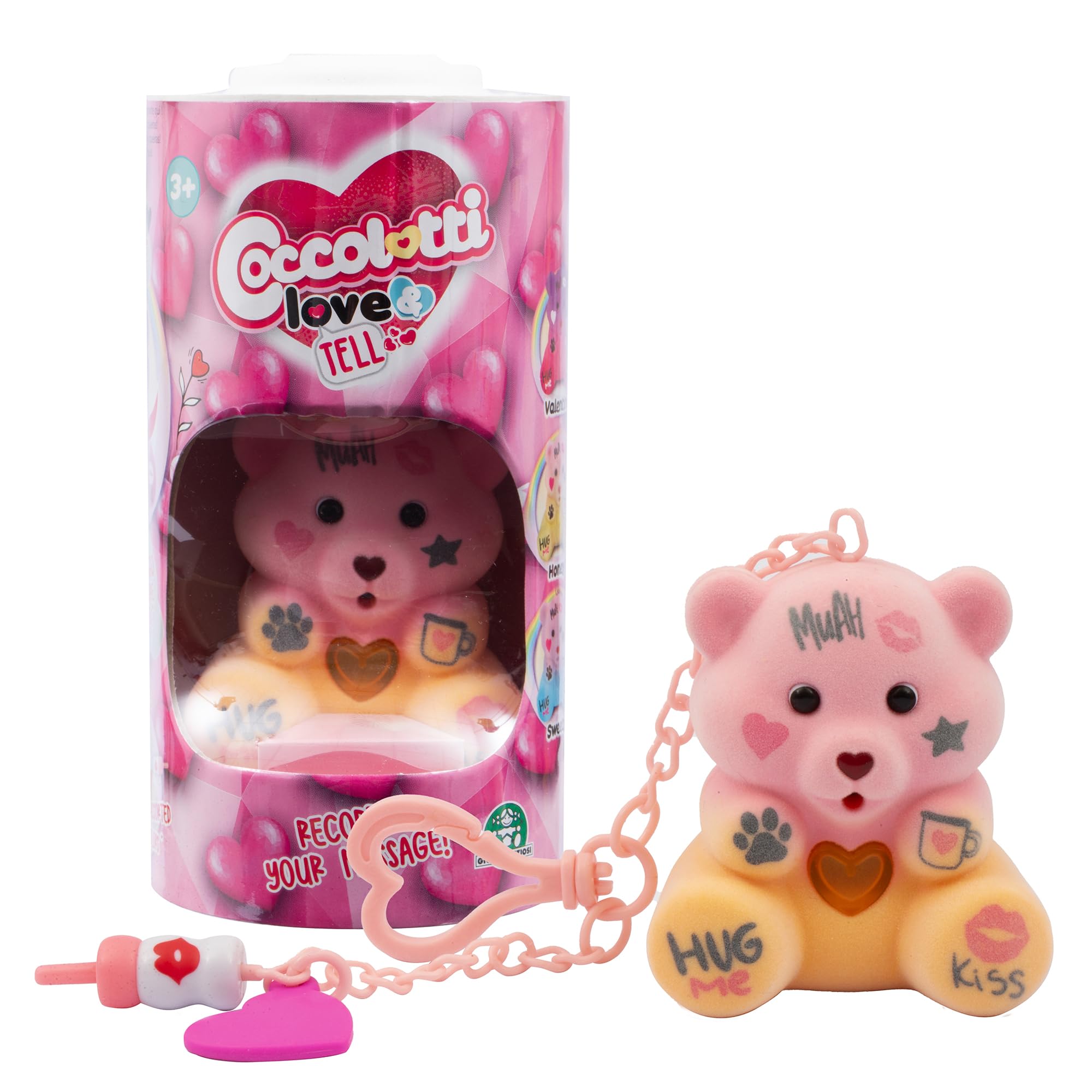 Coccolotti, Love & Tell Interactive Bear, Sound and Light Effects, Honey Model, Records and Repeats Messages, Accessories Included, 7cm, Toy for Children Aged 3 and Up