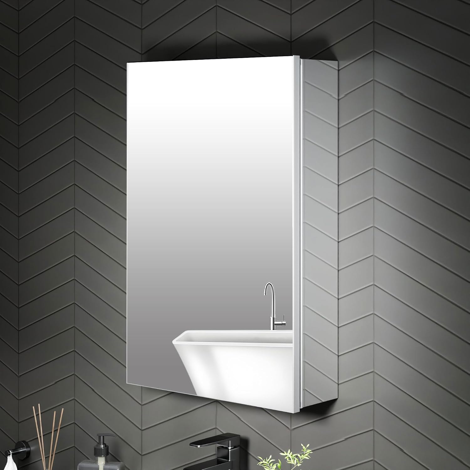 16 x 24 Medicine Cabinet Mirror for Bathroom,Assembly Required,Aluminum Alloy Frame,Recessed/Surface Mounted,Reversible L/R Door,Adjustable Shelves,Bathroom Medicine Cabinet with Mirror