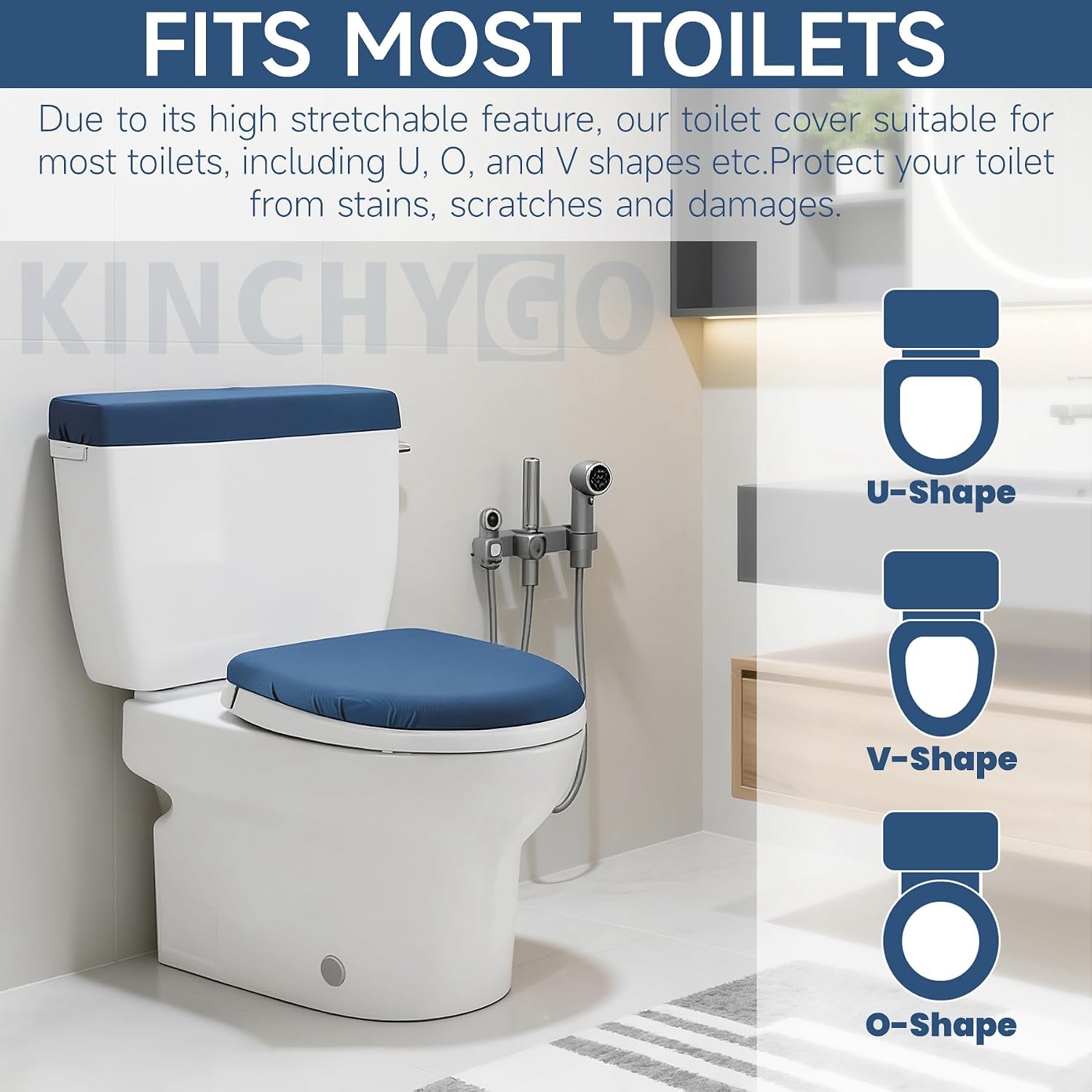 Toilet Lid Cover and Toilet Tank Lid Cover With Elastic Bottom