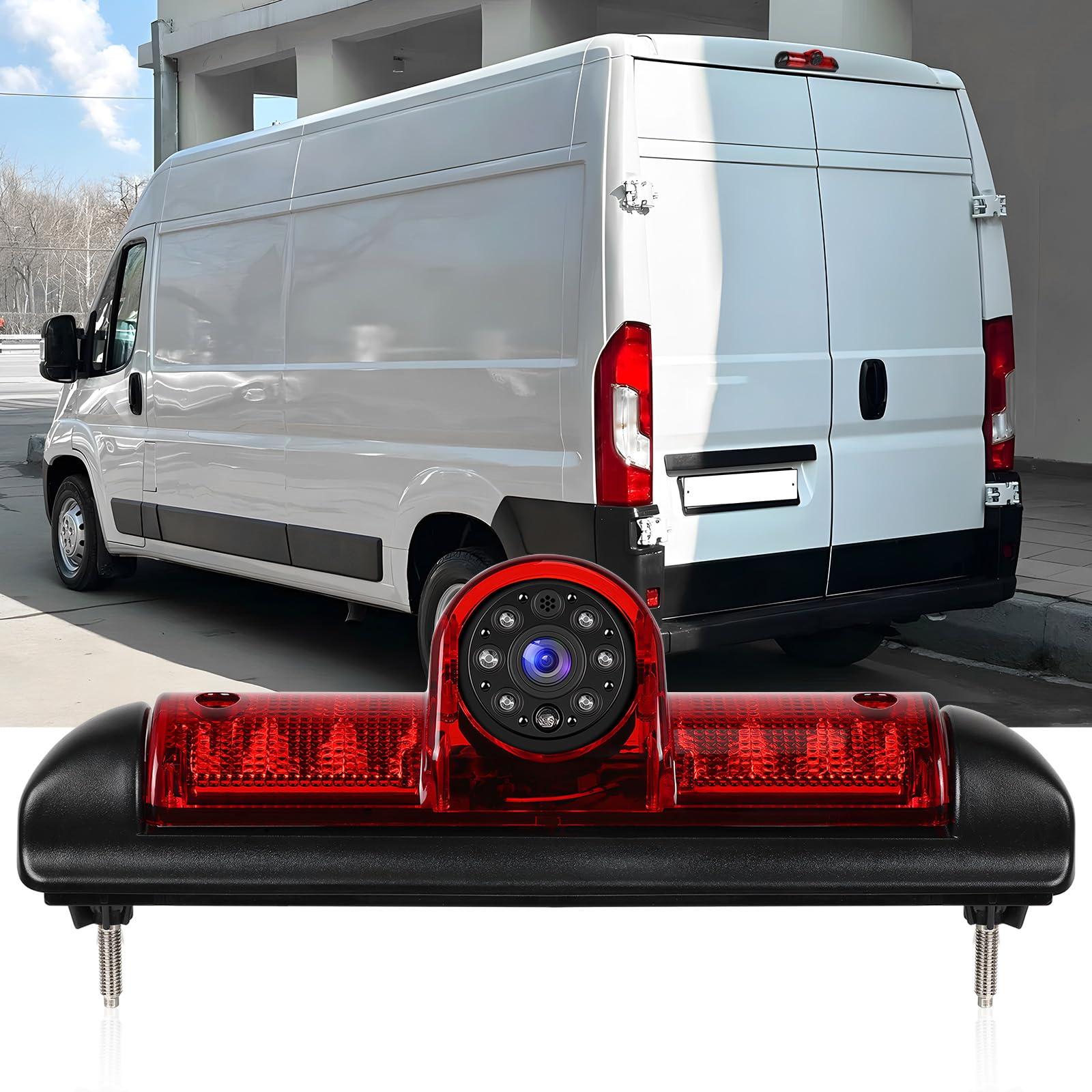 SIXWIN Cámara Marcha Atrás para Fiat Ducato Late 3 Gen/Peugeot Boxer/Citroen Jumper 2006-2017, Específica, 140° Gran Angular, Impermeable IP67, Visión Nocturna, Conexión por Cable, Fácil Instalación