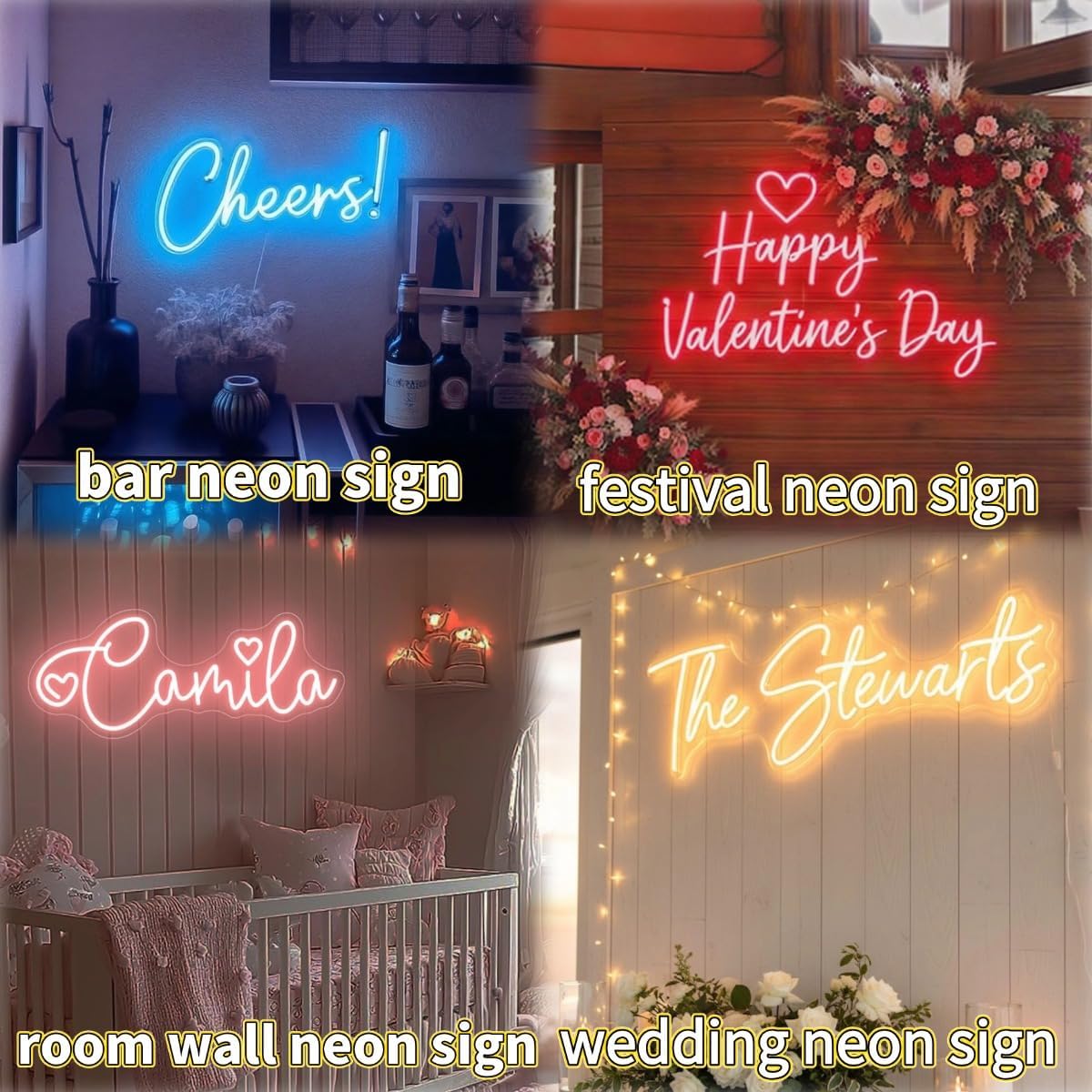 Custom Neon Signs, Neon Sign Customizable for Wall Decor, Personalized Neon Sign for Wedding Birthday Party Bedroom Bar Salon Shop Business Logo Neon Name Signs