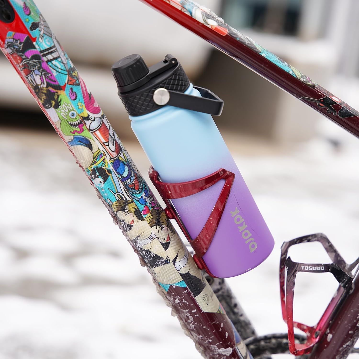 BJPKPK 2 Pack Insulated Water Bottles with Straw Lids, 22oz Stainless Steel Metal Water Bottle with 6 Lids, Leak Proof BPA Free Jugs, Cups, Flasks for Travel, Sports (Cherry+Ocean Dream) - Image 5