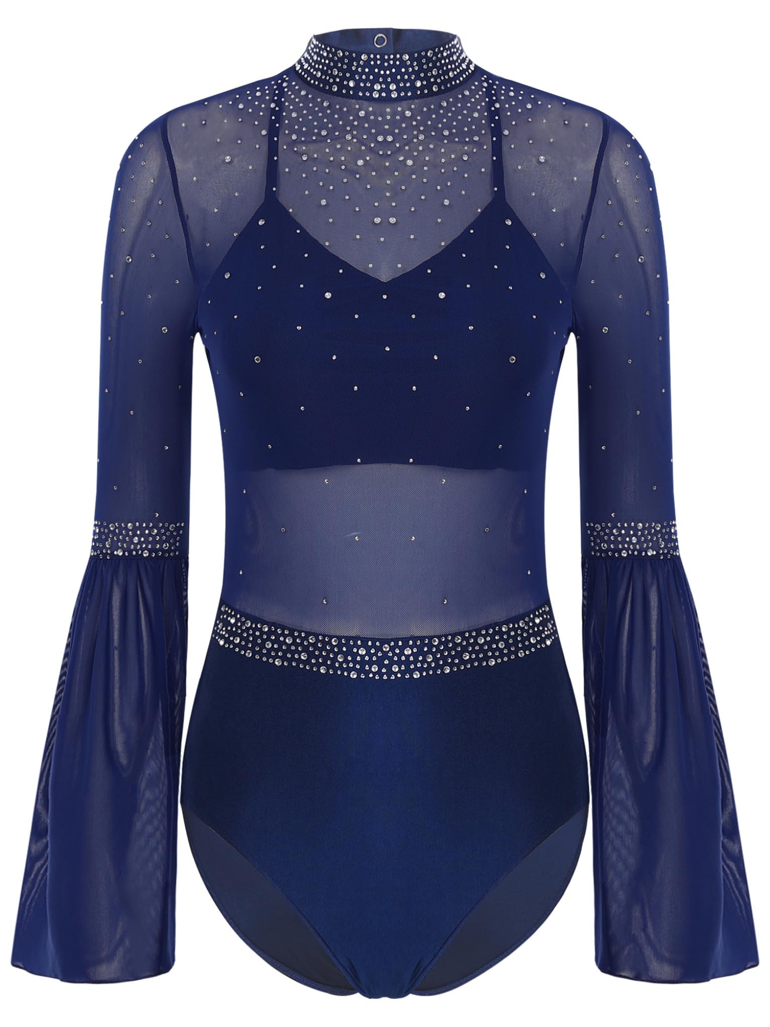 Donna Body da Danza Classica Moderna Senza Schienale con Strass Abito da Ginnastica Pattinaggio Artistico Bodysuit da Balletto Leotard Dancewear