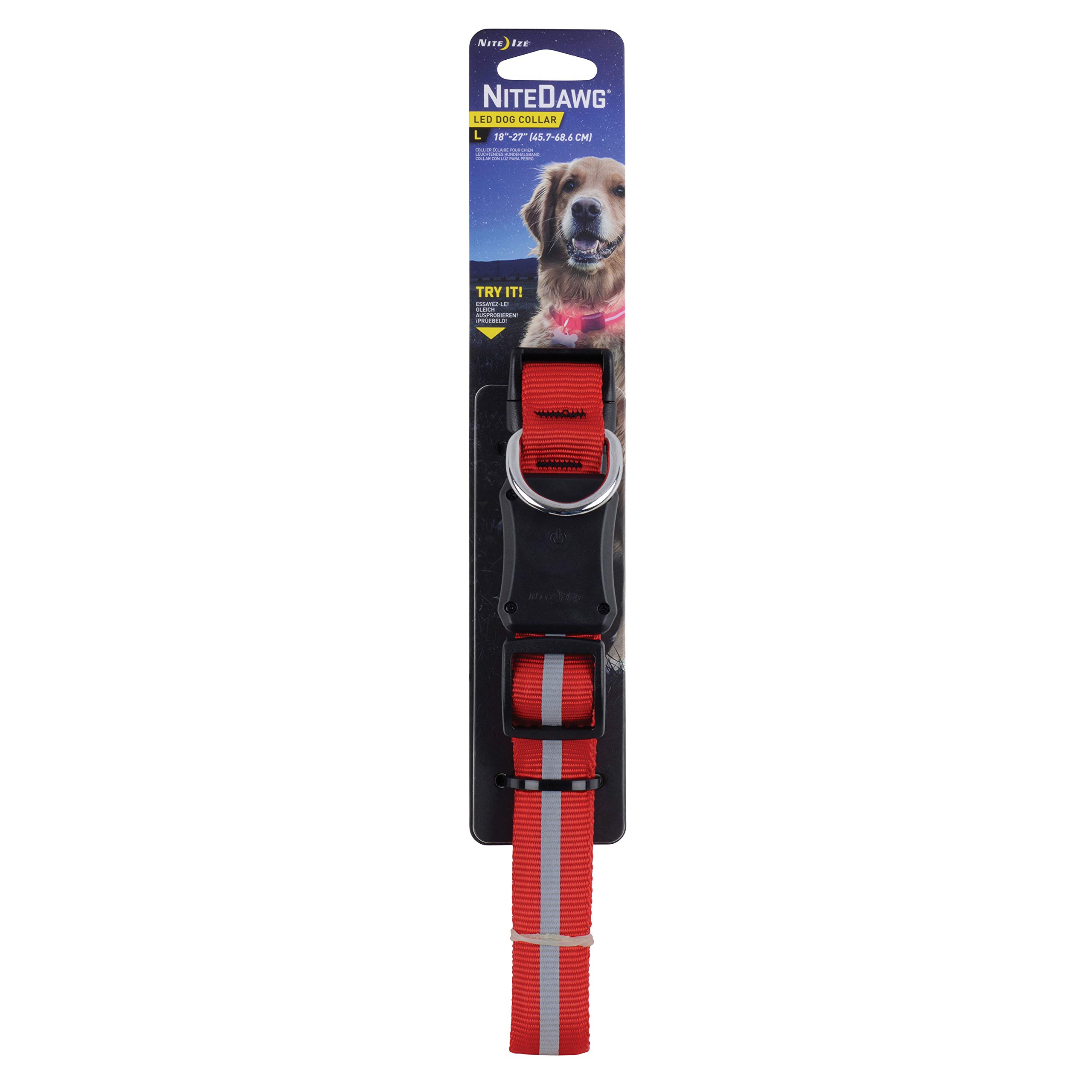 Nite Ize Unisex's Nite Dawg Led Dog Collar, Red, Large