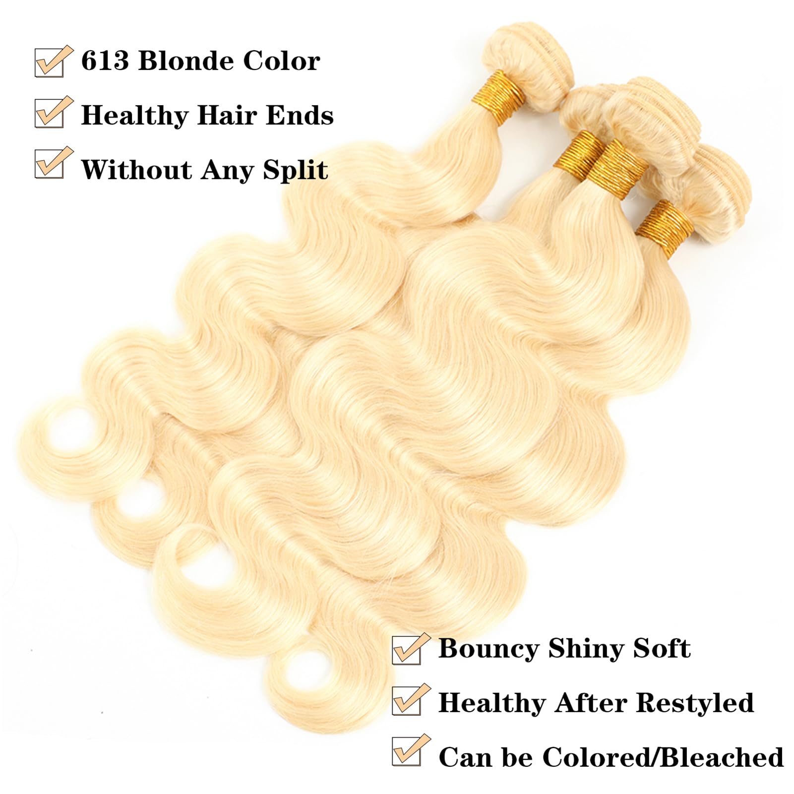 Body Wave Blonde bundle 18 inch Blonde Body Wave Bundle Deals | 3 Bundles for Weaves  main image 4