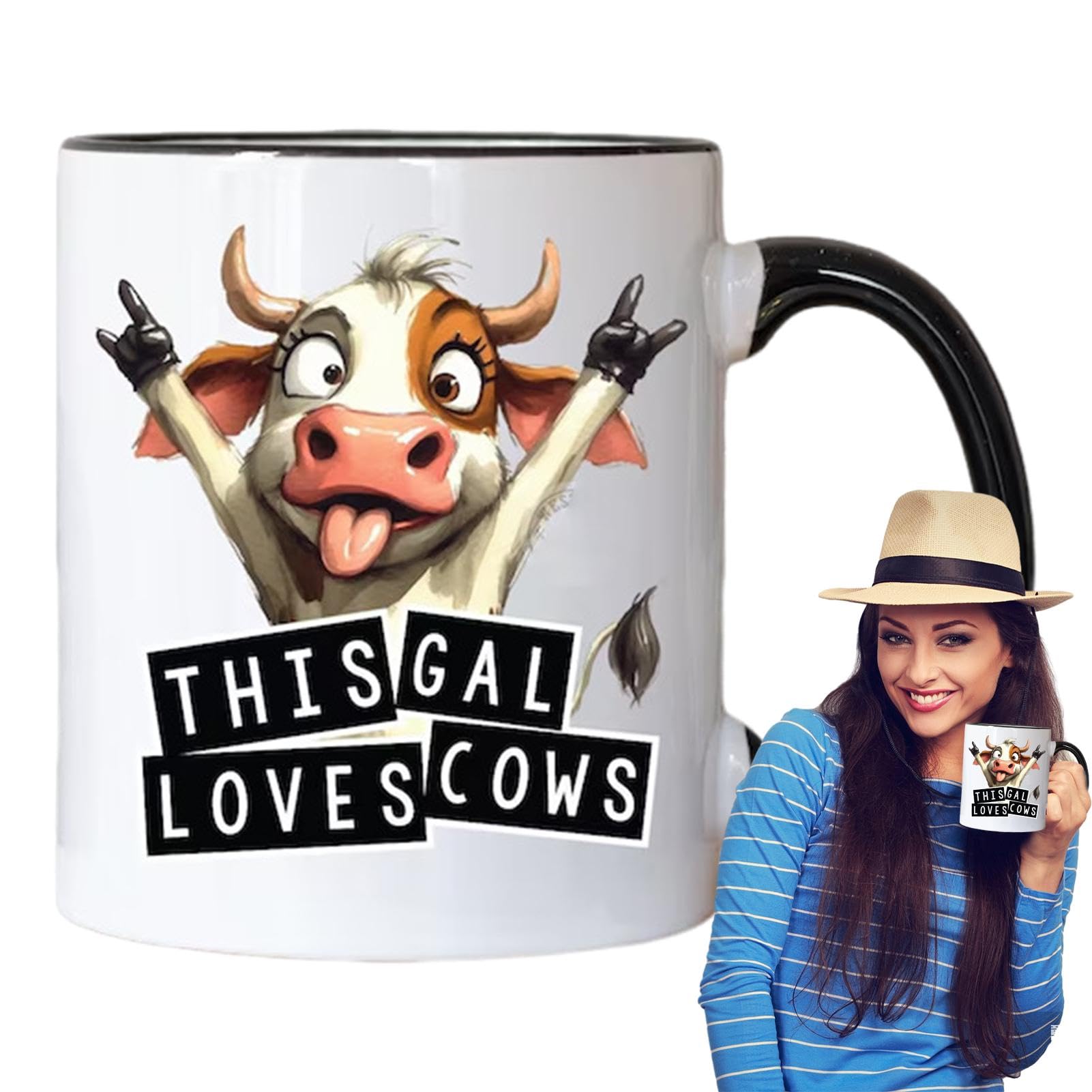 Tazza da caffè unica, tazze in ceramica, tazza a forma di mucca, tazze