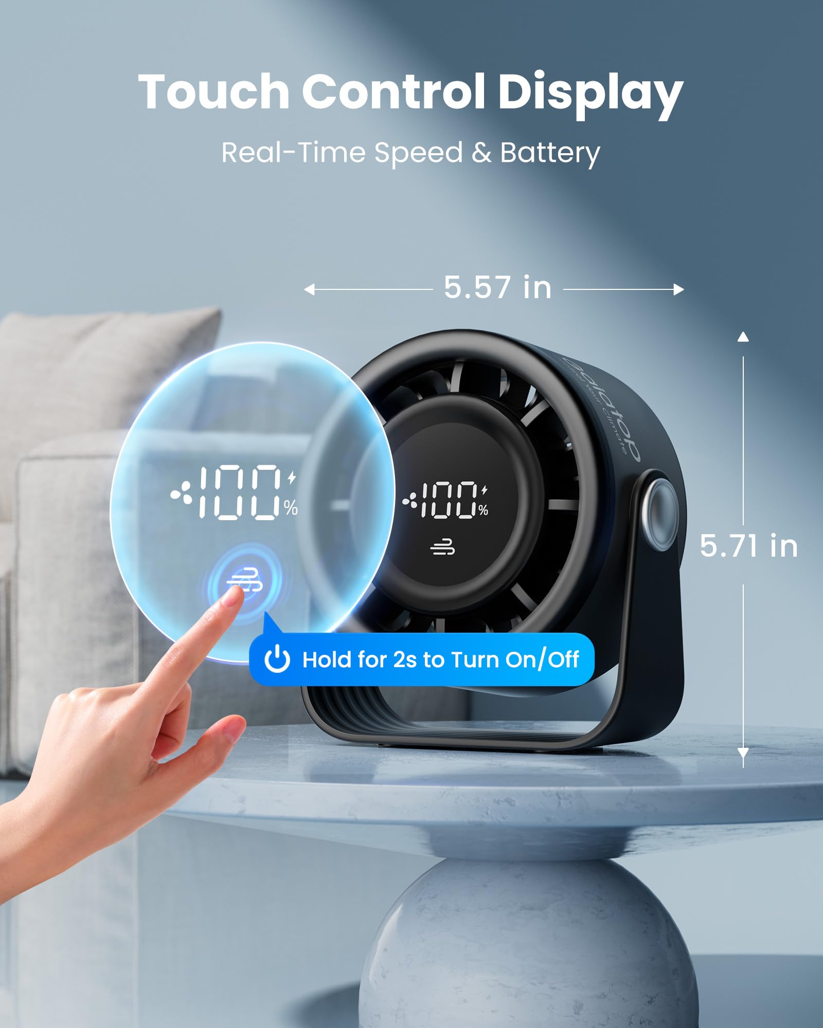 Fan Intouch Image Snapklik.com : Small Desk Fan Rechargeable, 5in Personal Fan 4000mAh ...