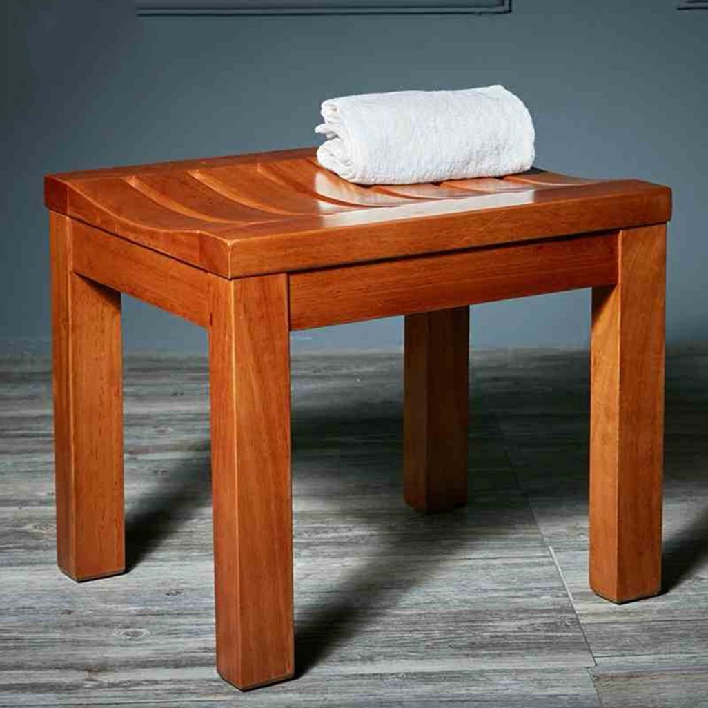 Tabouret De Salle De Bain En Bambou Massif - 2 étages Antidérapant - Pour Douche, Bain Ou Extérieur - 47,5x26x44,5 Cm