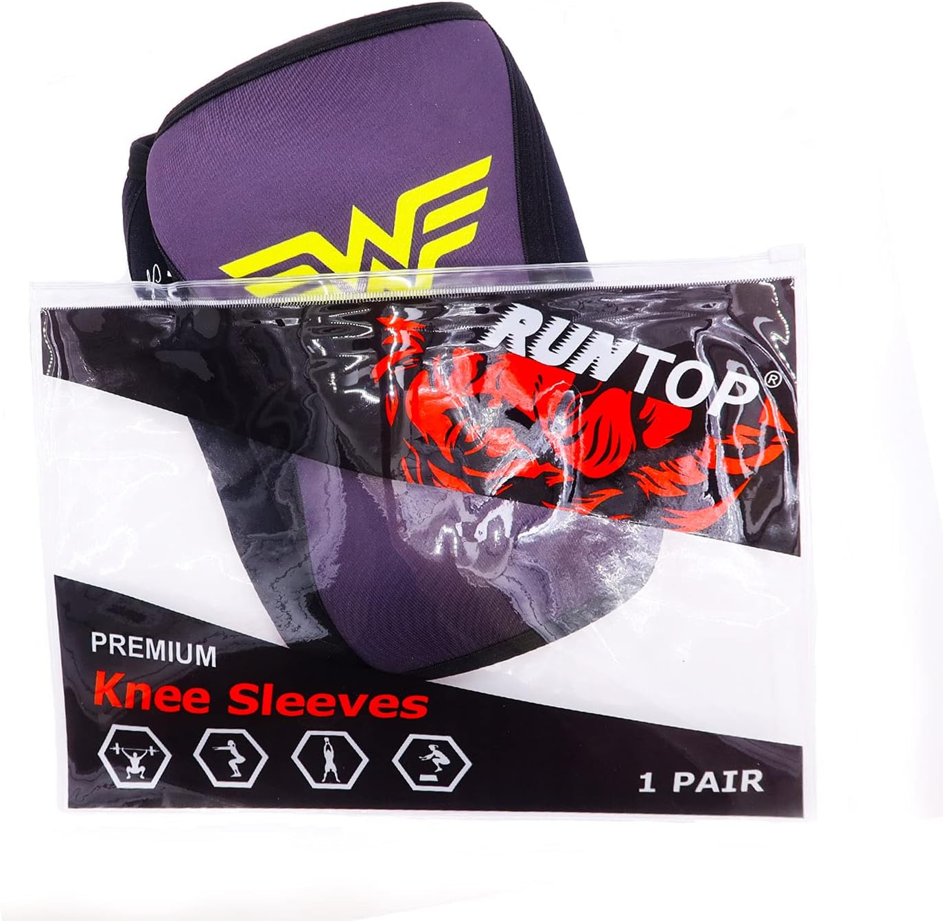 RUNTOP Knee Sleeves(1 PAIR) 7 mm Neoprene Knee Supports Pain Compression Brace Cap for Squats Cross Fitness Training WODS Weightlifting Powerlifting Knee Pads For Men Women Kids