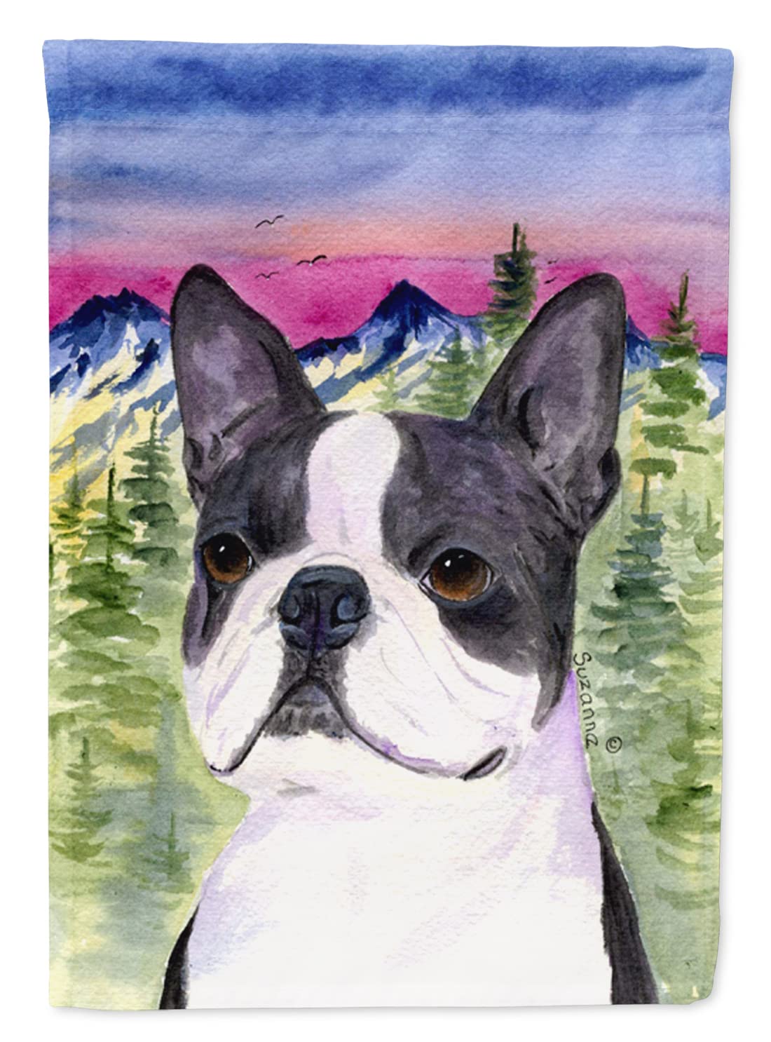 Drapeau Boston Terrier haut de gamme en toile de canevas de maison grand format SS8339CHF