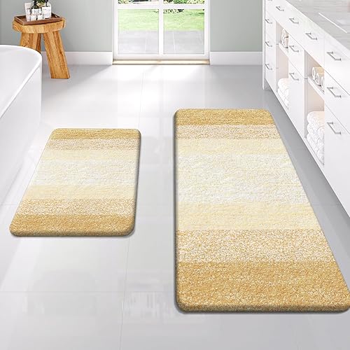 Miniatura 163 de OLANLY Juego de 2 alfombras de baño de 2 piezas, alfombras de baño de microfibra suave y absorbente y alfombra de inodoro con contorno