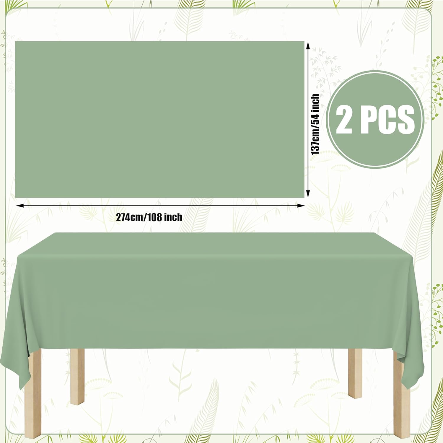 177 PCS Sage Green Party Supplies Sage Green Tableware Set Paper Plates Napkins Cups and Disposable Tablecloths for Wedding Bridal Shower Birthday Baby Shower Party Decorations, Serves 25 - Image 3