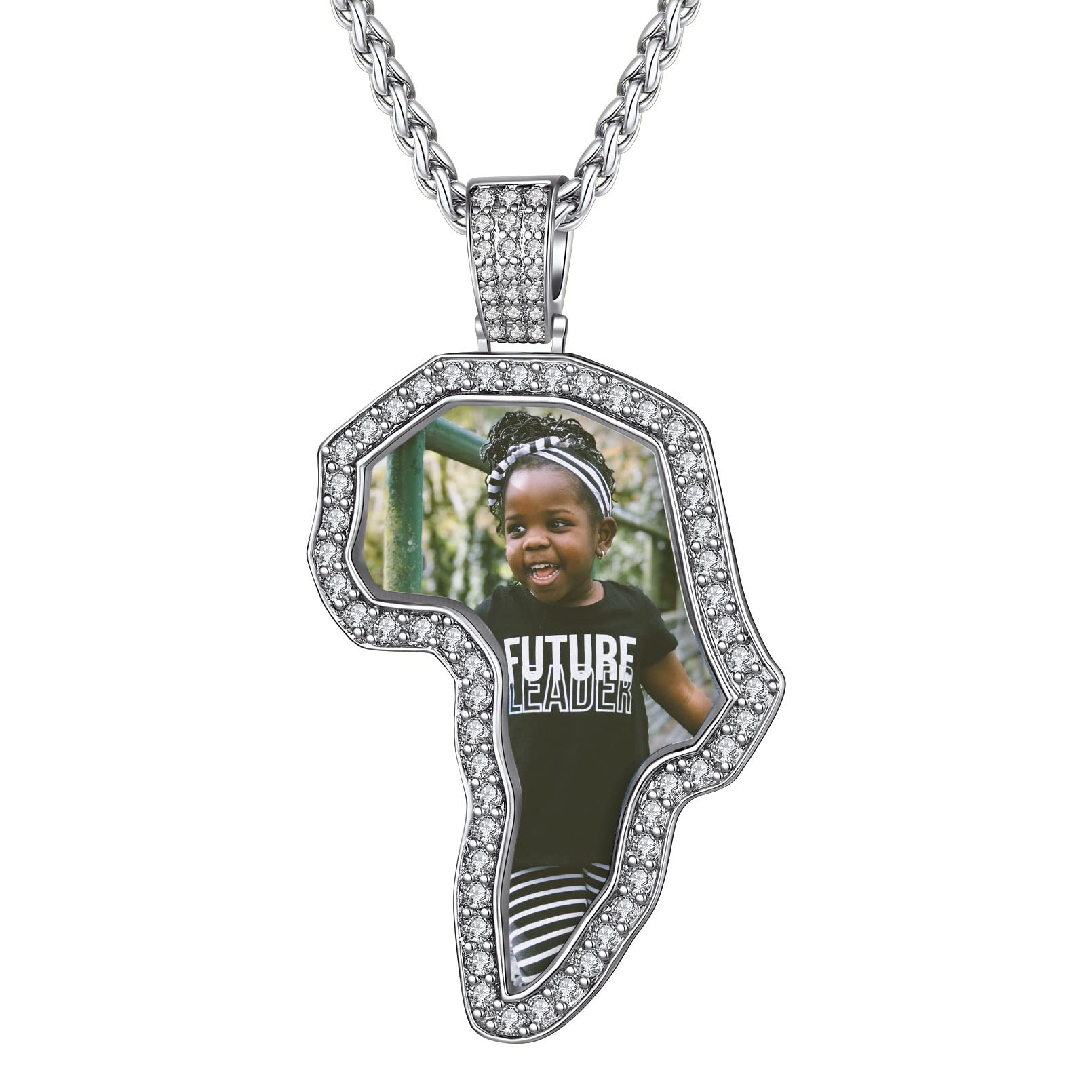 Custom4U Picture Necklace Personalized Photo Circle Chain for Men Women