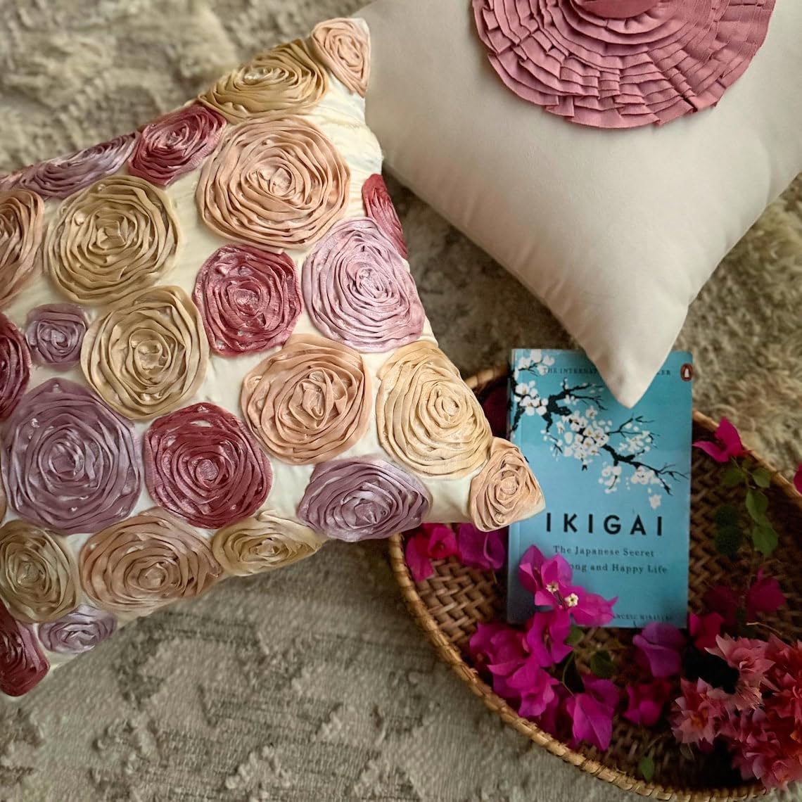 The HomeCentric Euro Pillows, Pink Euro Size Pillow Shams 26x26 inch (65x65 cm) Satin European Pillow Shams, Nature & Floral, Contemporary European Sham Covers Easter - Vintage Dreams