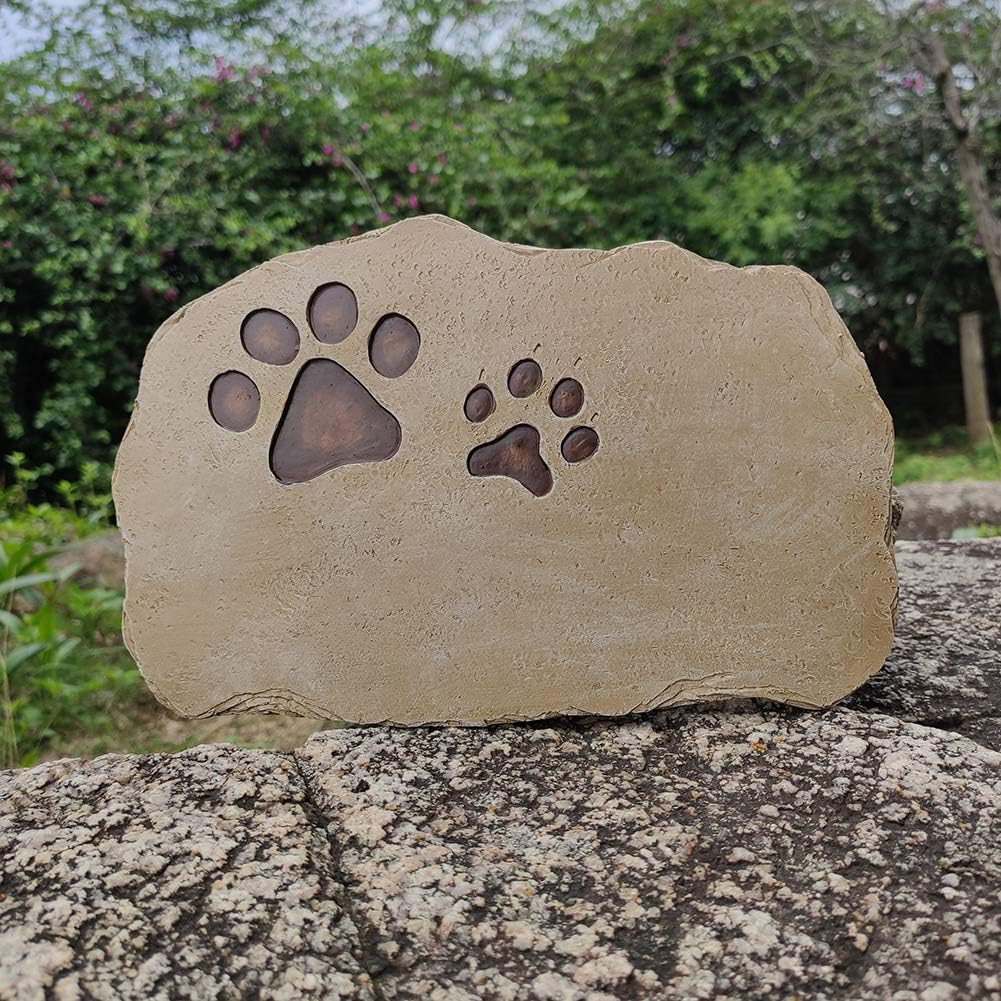 FANN Personalized Pet Customized Quote Memorial Stones Dog Paw Prints Headstones Grief Mouring Grave Markers