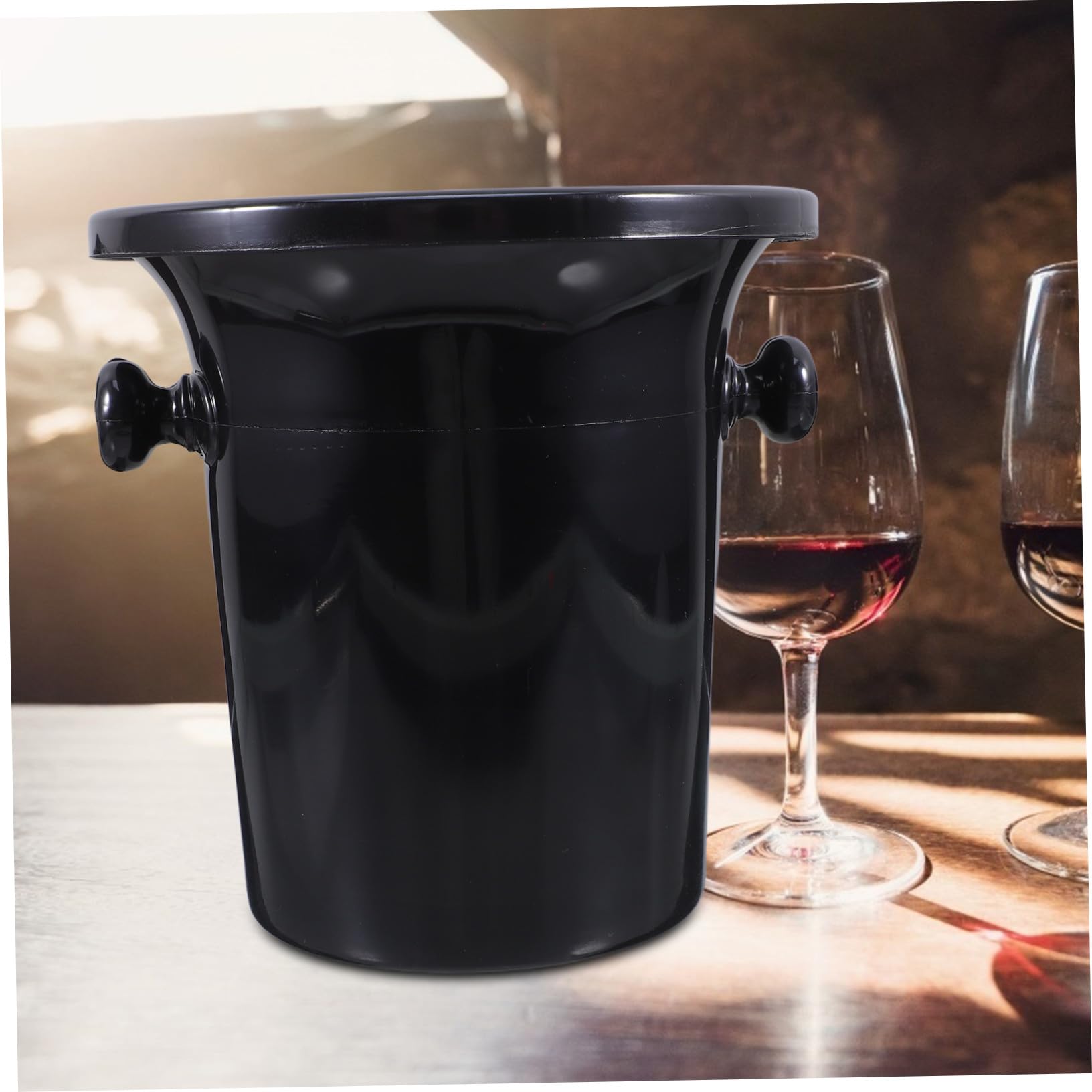 Escupideras y Acabado Liso de Vino de Plástico Doble Oreja Negras para Cata de Vinos Cubos Redondos Estilo Occidental en Bodegas y Tiendas Especializadas