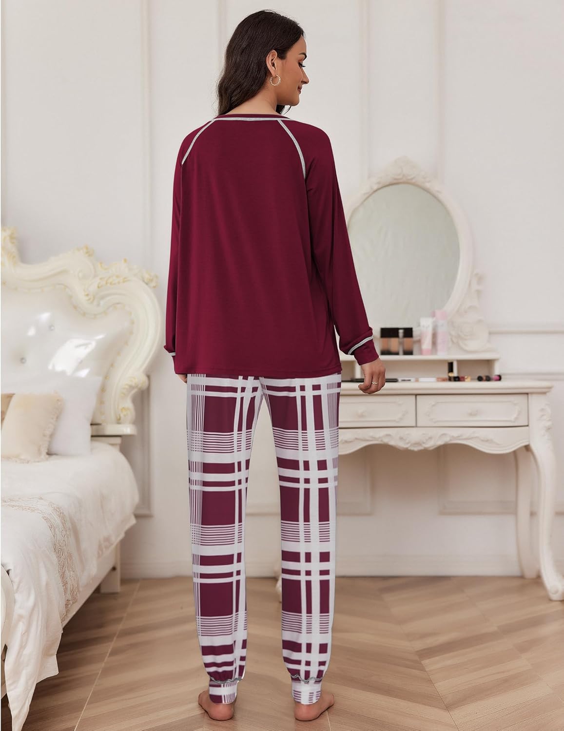 Ekouaer Pajamas Set for Women Soft Comfy Pjs Sets Long Sleeve Sleepwear Loungewear S-XXL - Image 4