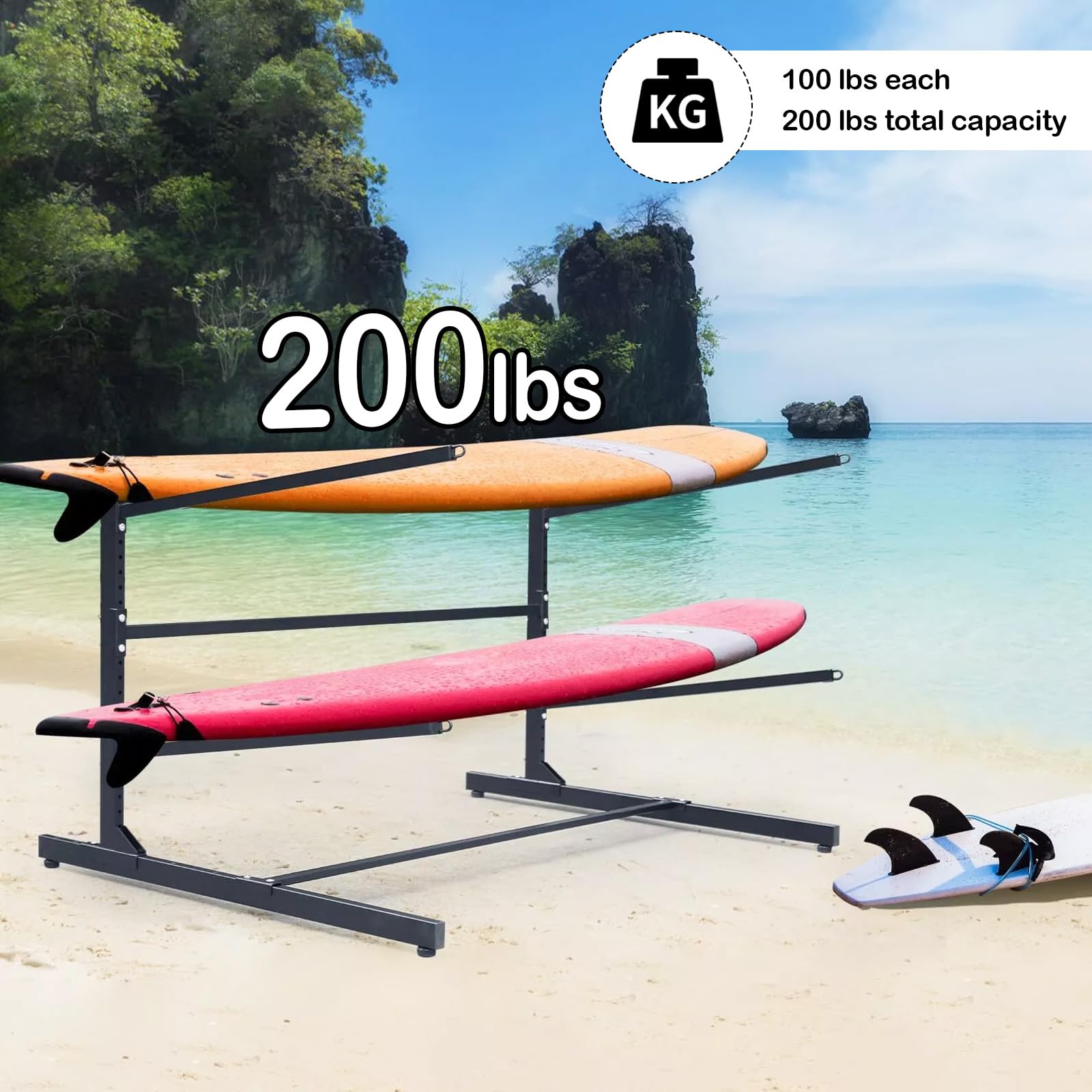 Soporte para Kayak Independiente, Soporte para 2 Kayaks Estante de Almacenamiento Soporte para Kayak Independiente Accesorios para Kayak Estante para Canoas a Prueba de lluvia y a Prueba de Viento