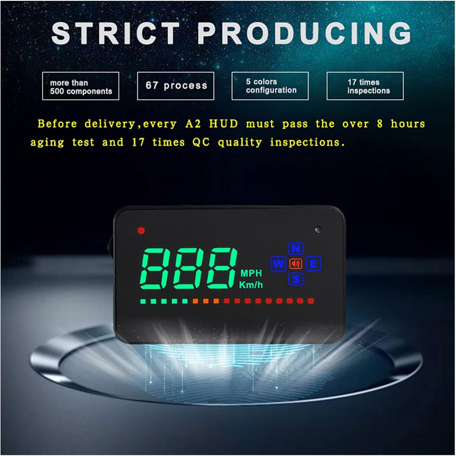 3.5 inch Car HUD Head-Up Display LED Speedometer Color Projection Speed Warning For All Cars Auto Electronic Voltage Alarm