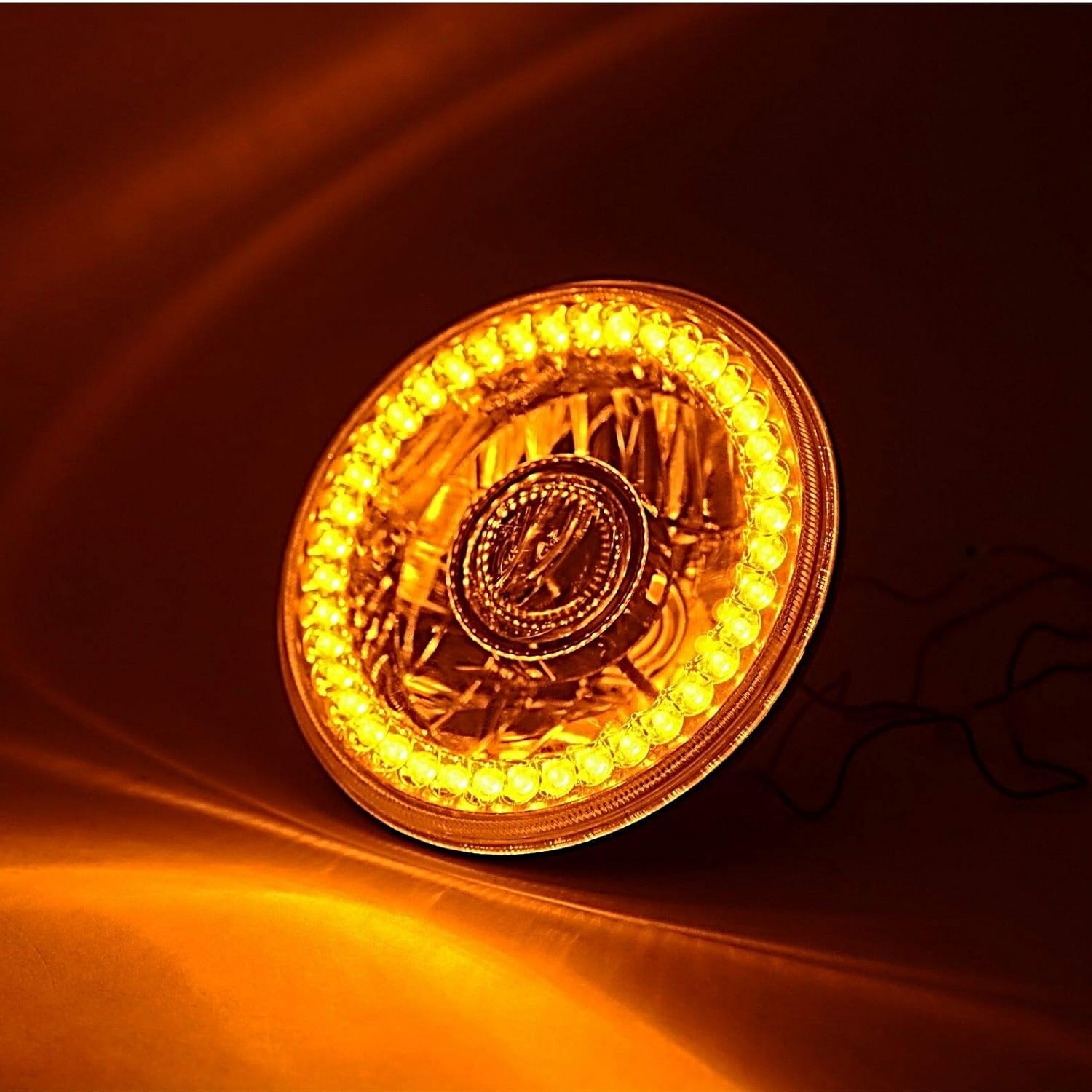 Octane Lighting 7 Inch Halogen Amber SC LED Halo Angel Eye Projector Headlight Light Lamp Bulb Pair