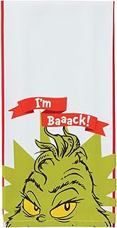 Department 56 Dr. Seuss The Grinch I'm Back Tea Towel Dish Cloth, 26.5 Inch, Multicolor