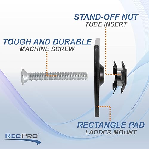 Miniatura 3 de RecPro Almohadilla de escalera rectangular con tornillo y tuerca de estrella para escalera exterior RV (negro)