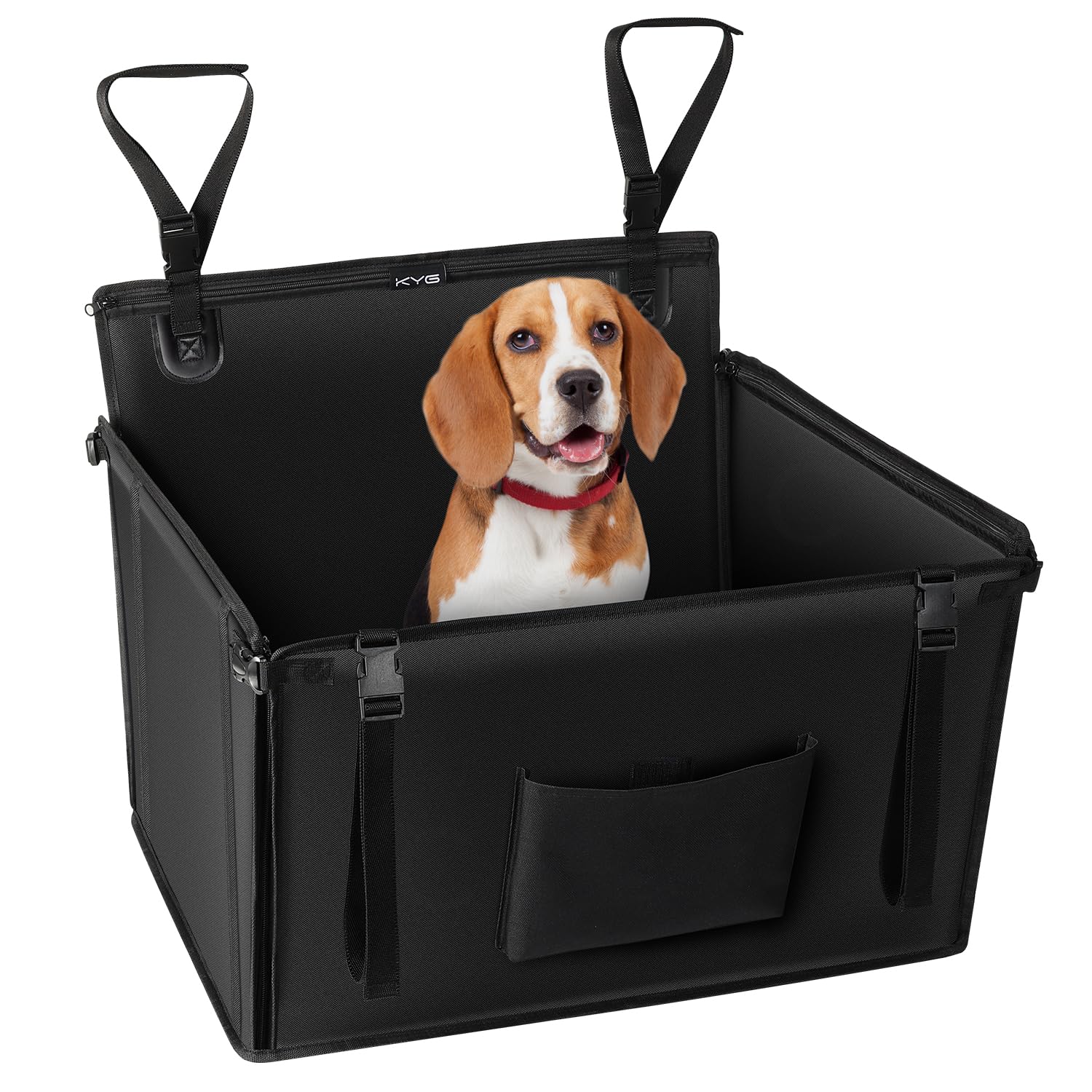 KYG Hunde Autositz Extra Stabiler Wasserdichter Rutschfester Haustierautositz Kratzfester mit 4 Befestigungsgurten für die Rückbank Verstärkter Hundesitz Auto M（58 x 55 x 36cm）