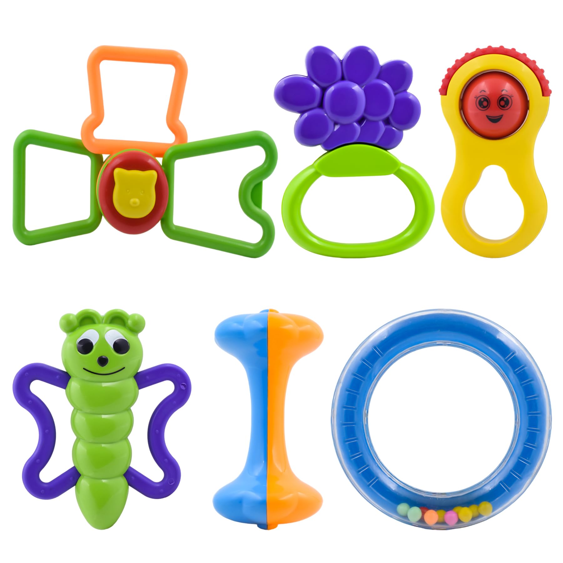 WISHKEY Plastic BPA Free Non Toxic Shake & Grab Rattle and Soothing Tethers Toy for Infants, Early Age Toys for Kids, Infant Toys, Newborn Baby Gift, Multicolor (Pack of 6) (B0BZL7DNYH) Amazon Price History, Amazon Price Tracker