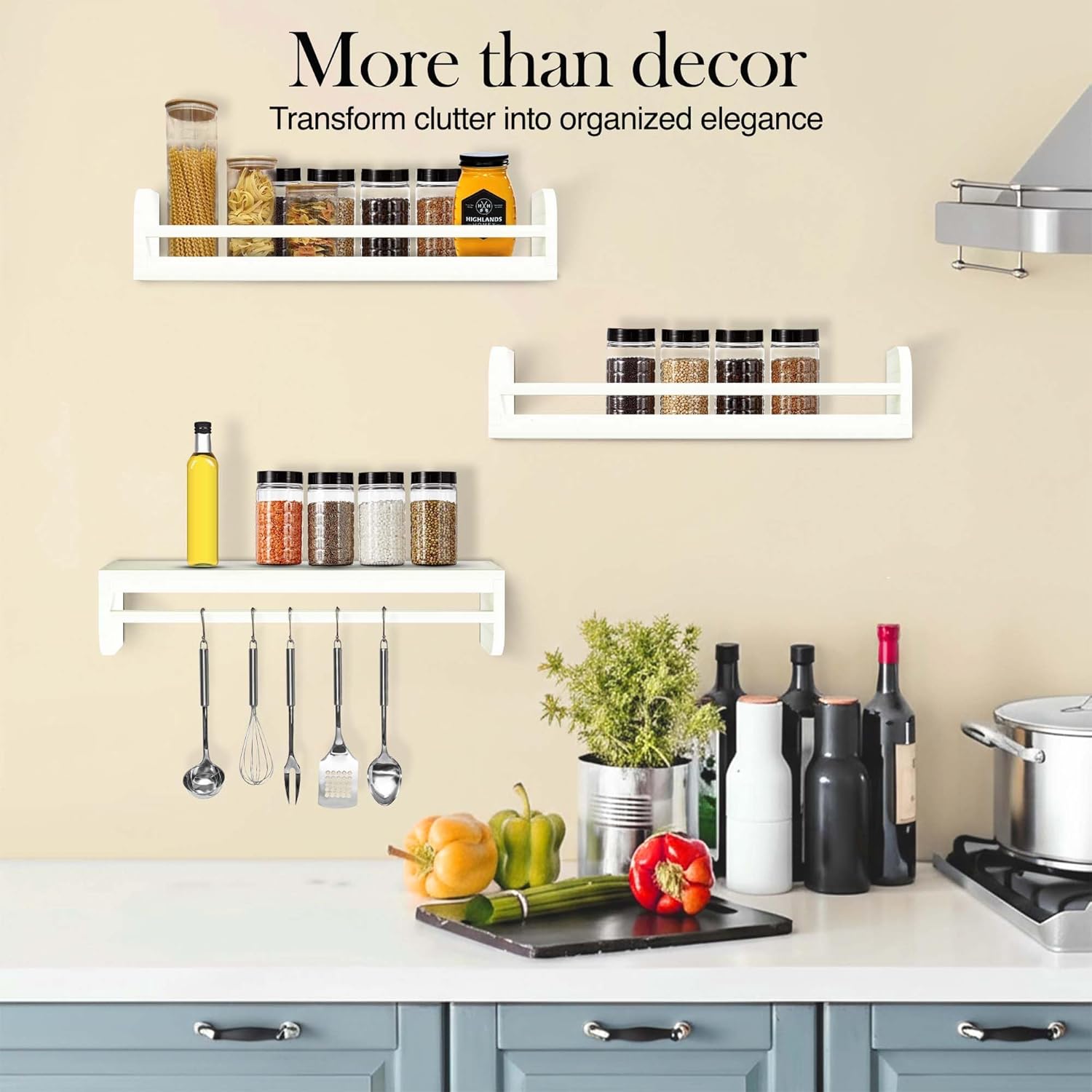 Floating Nursery Book Shelves, 16.5 inch Wall Book Shelves Kids Room, Set of 3 Baby Shelves for Nursery Décor, Ideal Wooden Nursery Shelves for Teens Kids Room, Bedroom Bathroom and Kitchen (White)