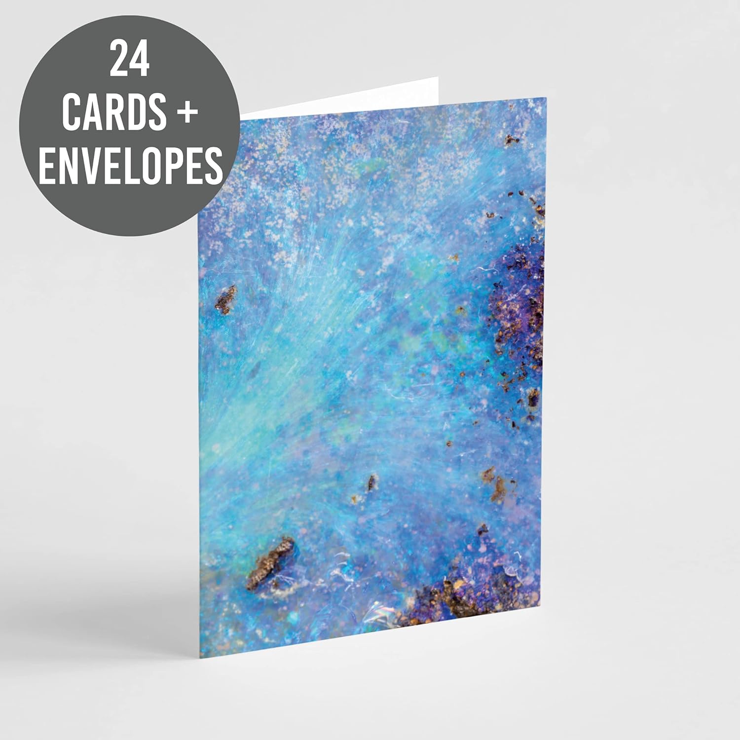 Blue Opal High Res Greeting Cards Boxed Set - 24 Blank Thank You or Just Because Cards w/White Envelopes - Front & Back Designs for Personalized Stationery Printed in the USA by RitzyRose
