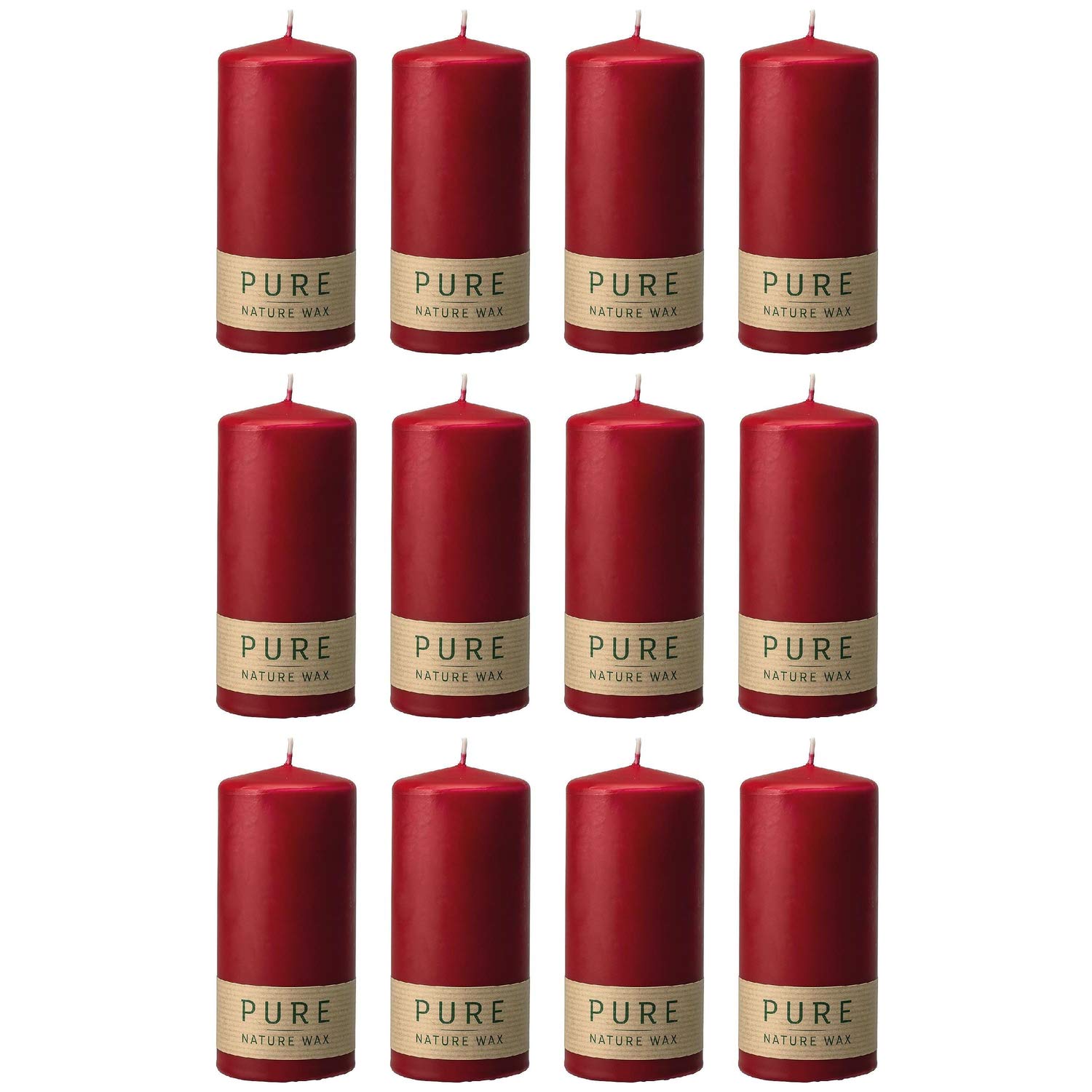 Wenzel Pure Kerze Safe Candle 13x6cm Karminrot (12 Stück)